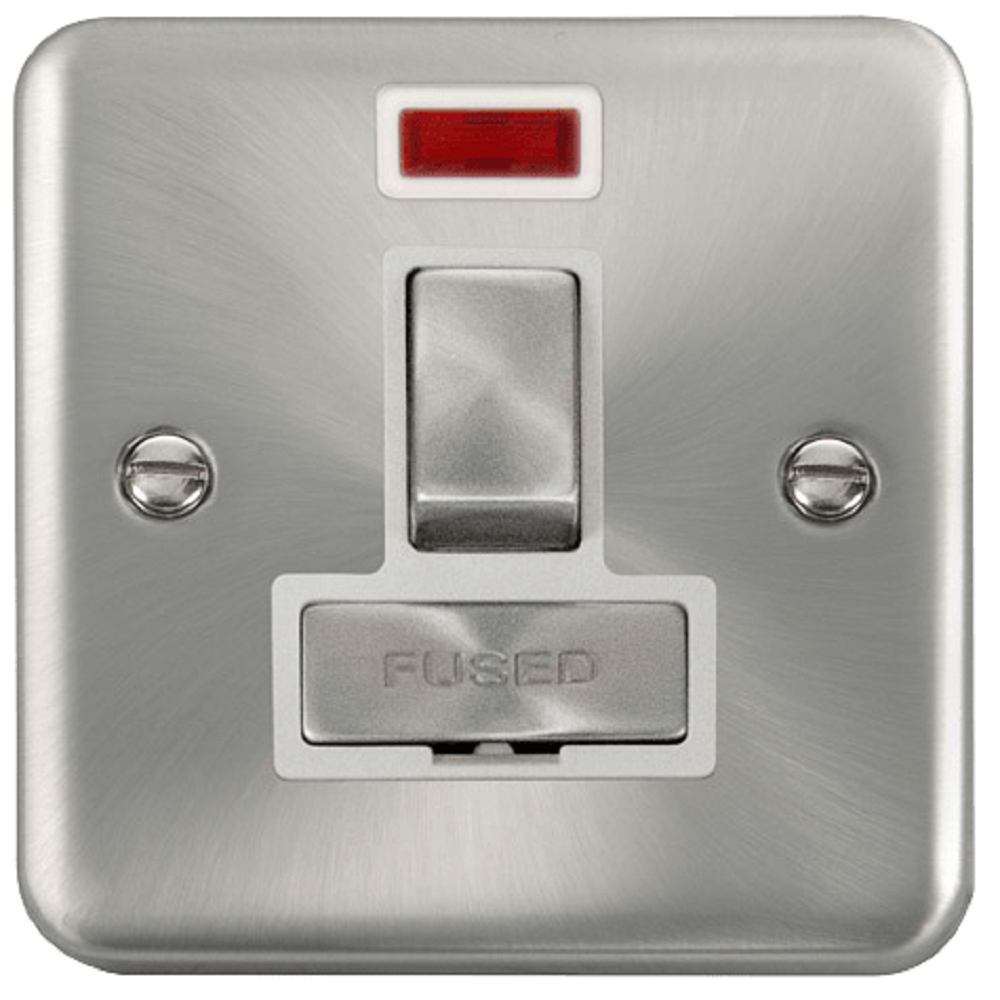 Click Deco Plus Satin Chrome 13A Switched Spur with Neon DPSC752WH - Modern Electrical Outlet for Home & Office Lighting Control | Perfect for Bedrooms, Living Rooms and Commercial Spaces