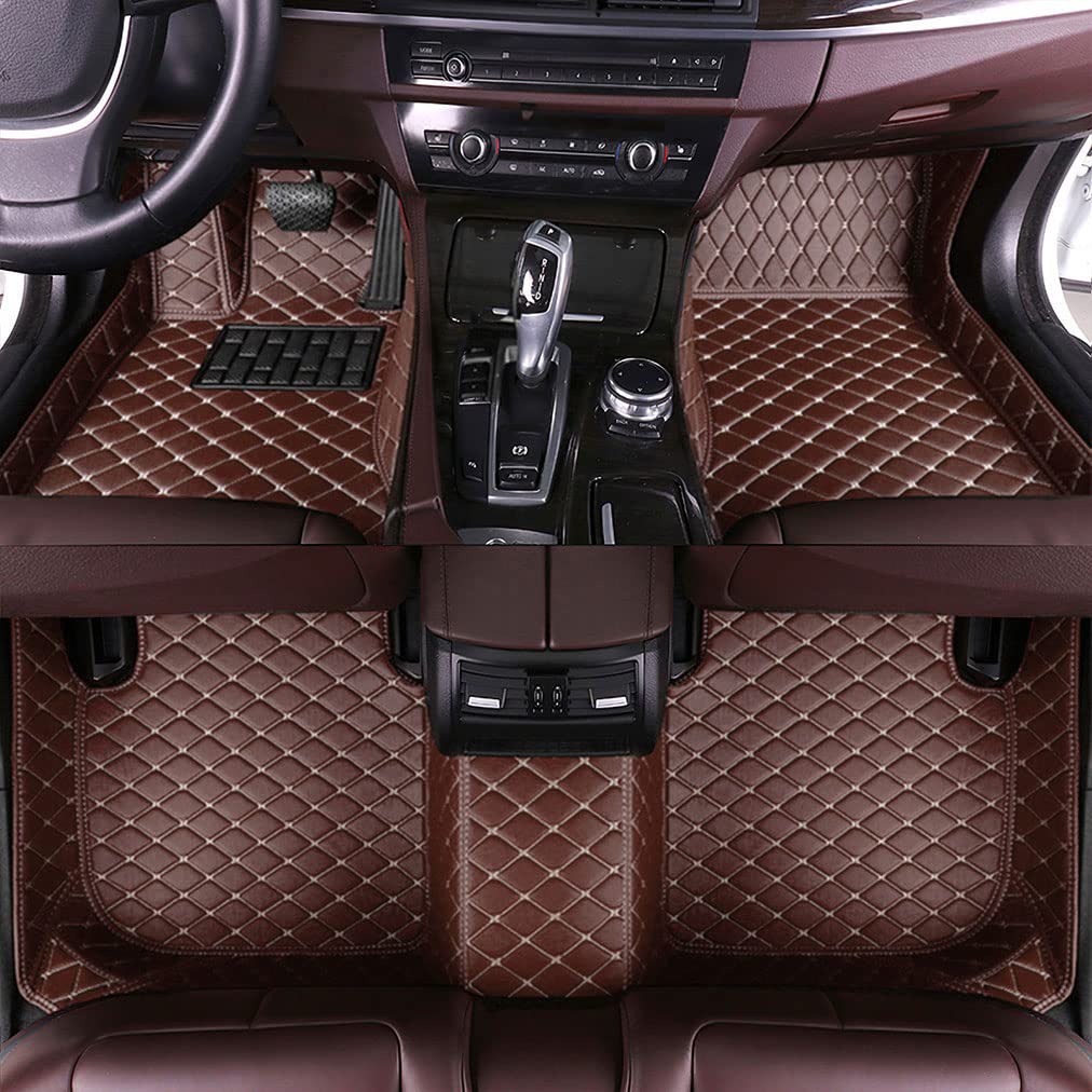 Premium All-Weather Leather Car Floor Mats for Mitsubishi Eclipse Cross 2018-2020 - Custom Fit Luxury Floor Liners with Coffee Color - Perfect for Daily Commute, Road Trips & Winter Protection