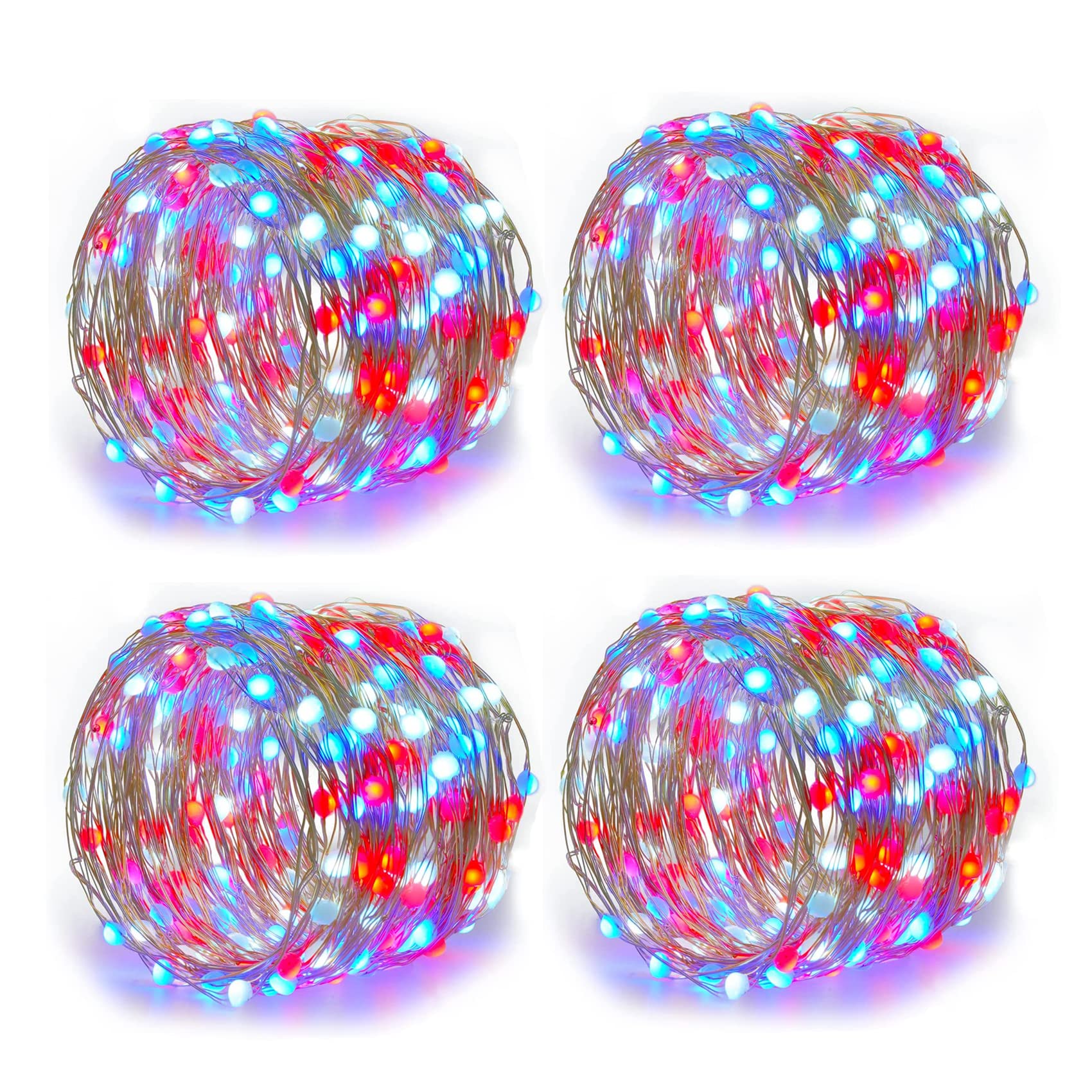 Battery Powered LED String Lights - 16ft Copper Wire Fairy Lights for Bedroom, Christmas, Wedding & Party Decorations (Warm White & Multicolor, 4 Pack) | Perfect for Indoor/Outdoor Decor, Centerpieces & Holiday Lighting