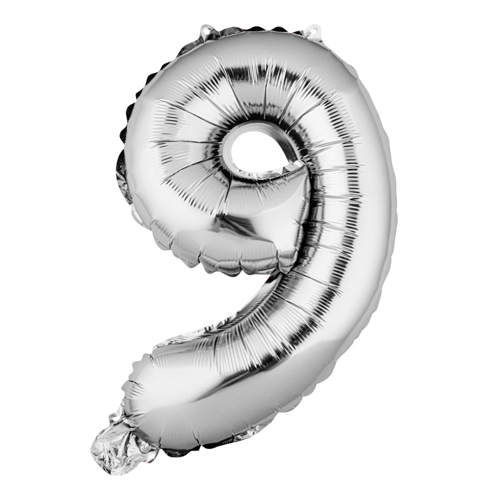 Balloonify Silver Mylar Number 9 Balloon - 16 Inch Large Foil Balloon for Birthday Parties, Baby Showers & Anniversary Celebrations - 1 Count Box
