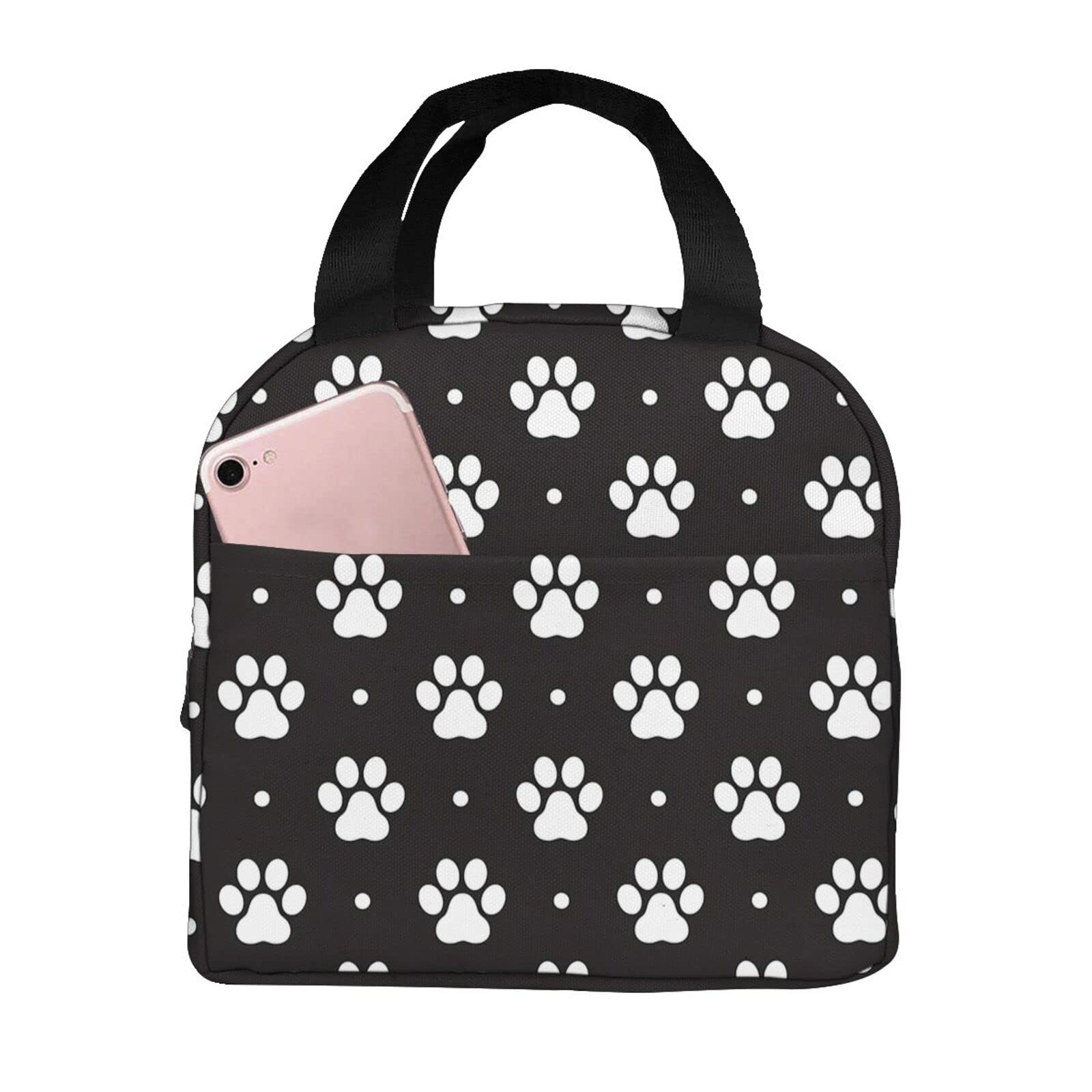 Insulated Dog & Cat Paw Print Lunch Bag Tote for Women & Men - Portable Lunch Box for Work, School, Picnics & Outdoor Activities