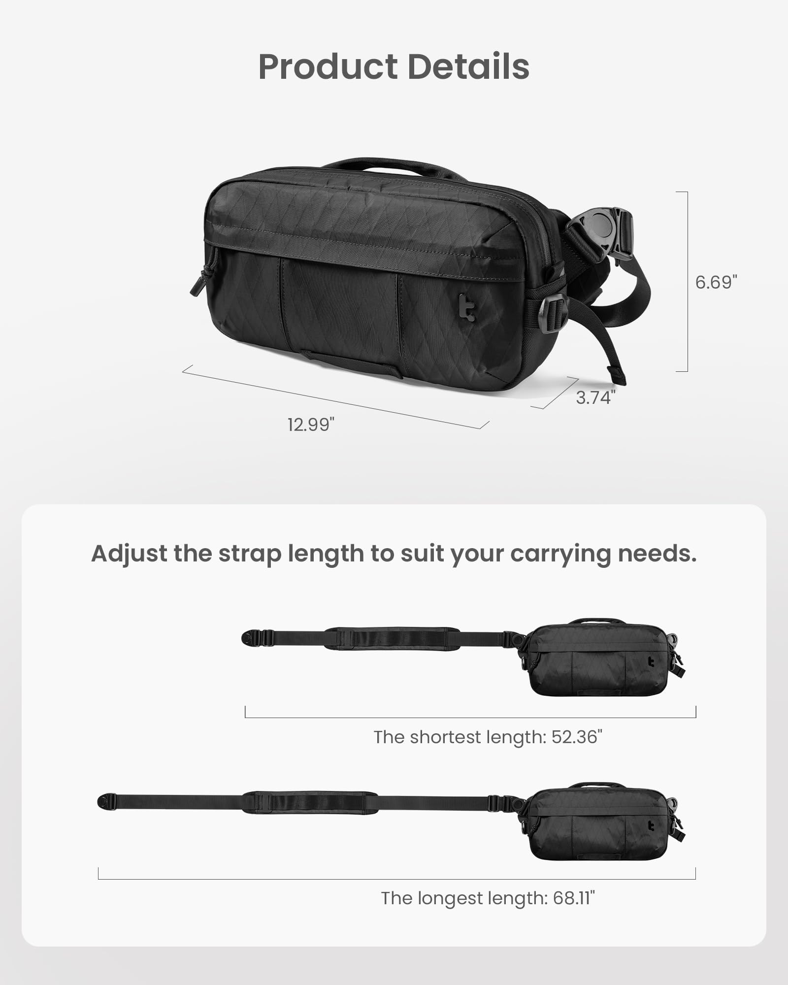 tomtoc 5.5L X-Pac Sling Bag - Durable Water-Resistant Crossbody Chest Bag for Men | Perfect for Steam Deck OLED, ROG Ally X & 2024 iPad mini A17 Pro | Urban Techwear & Tactical Gear | Ideal for Travel, Commuting & Everyday Carry