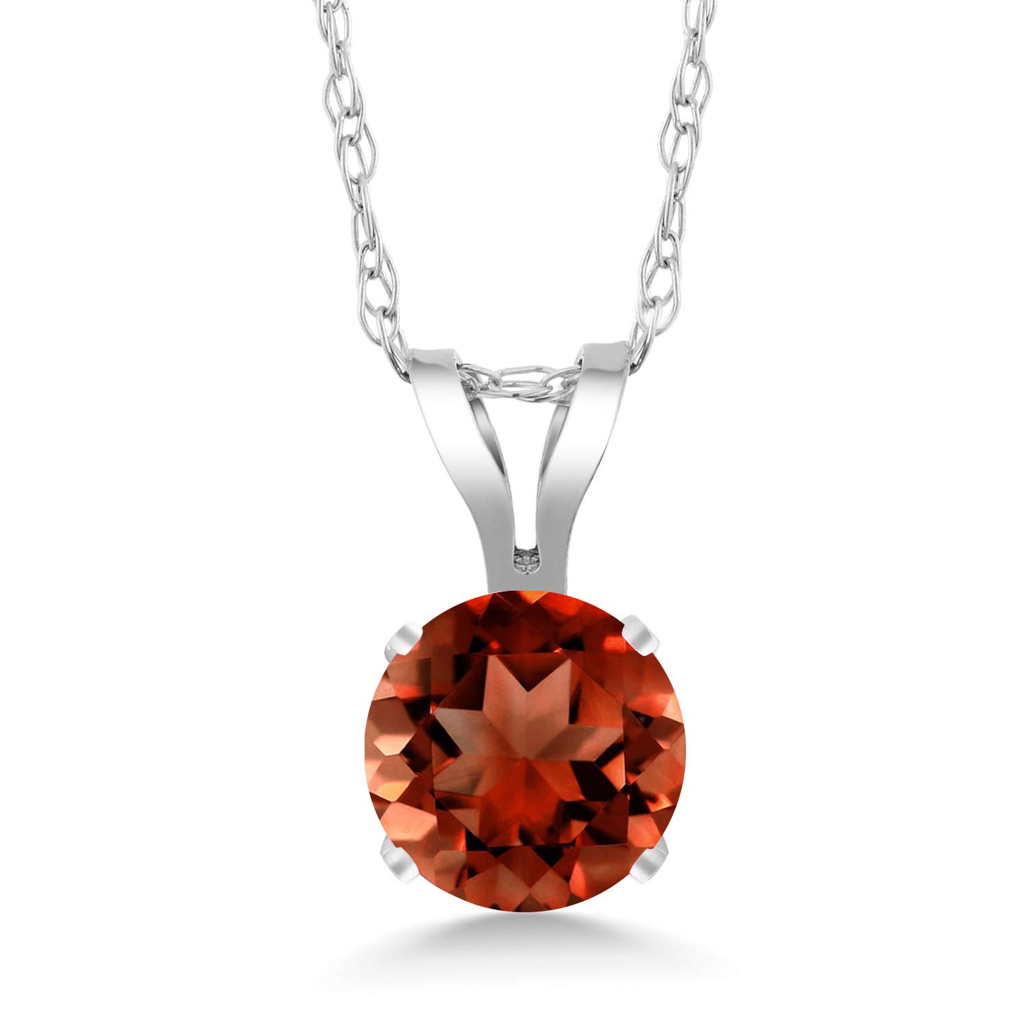 14K White Gold Round 4.5MM Gemstone Birthstone Solitaire Pendant Necklace for Women - 18 Inch Gold Chain | Personalized Jewelry Gift for Mom, Wife, Daughter | Perfect for Birthdays, Anniversaries & Special Occasions