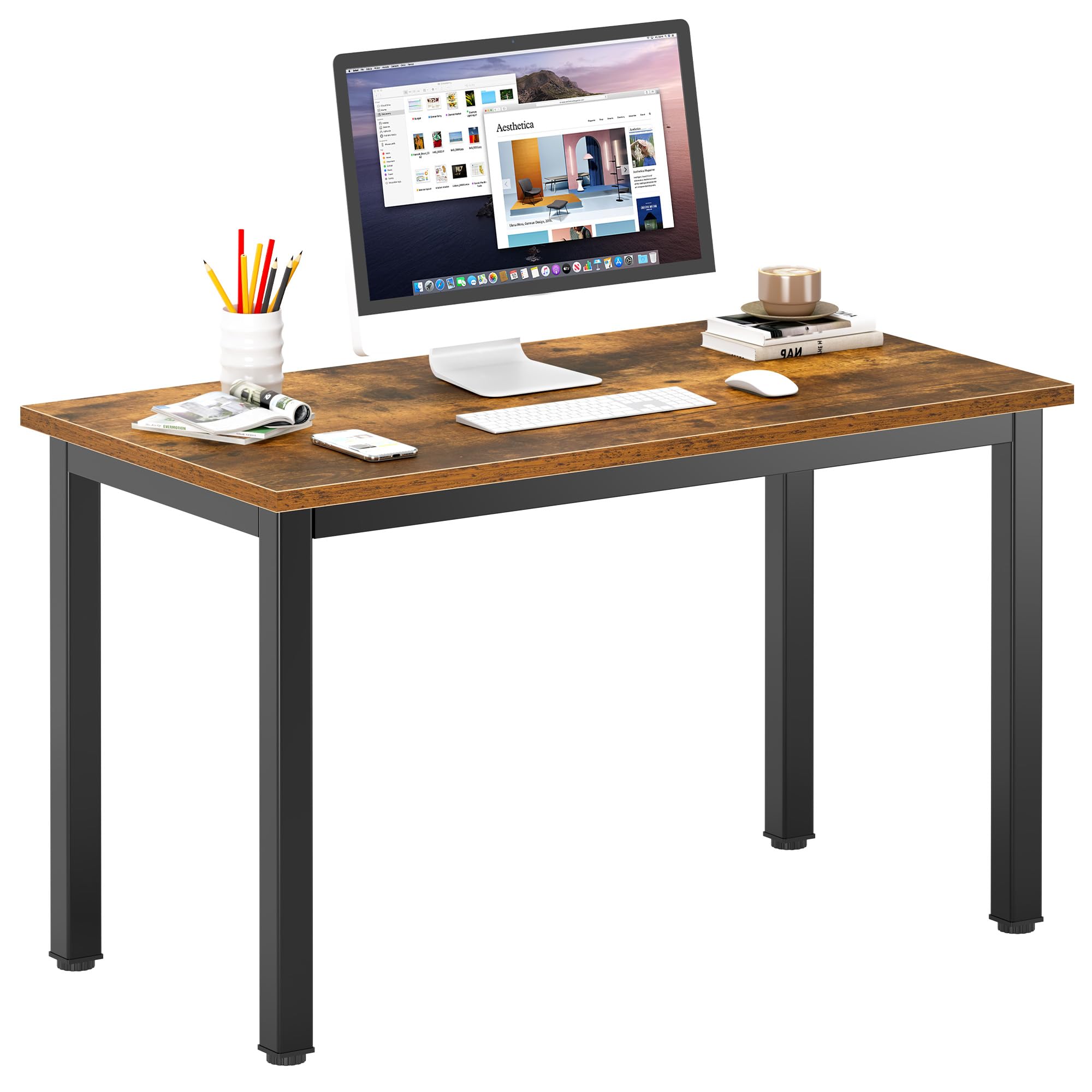 Compact 39-Inch Retro Computer Desk for Home Office | Small Space Writing & Study Table | Perfect for Students & Laptop Work | Home, Dorm & Workspace Solution