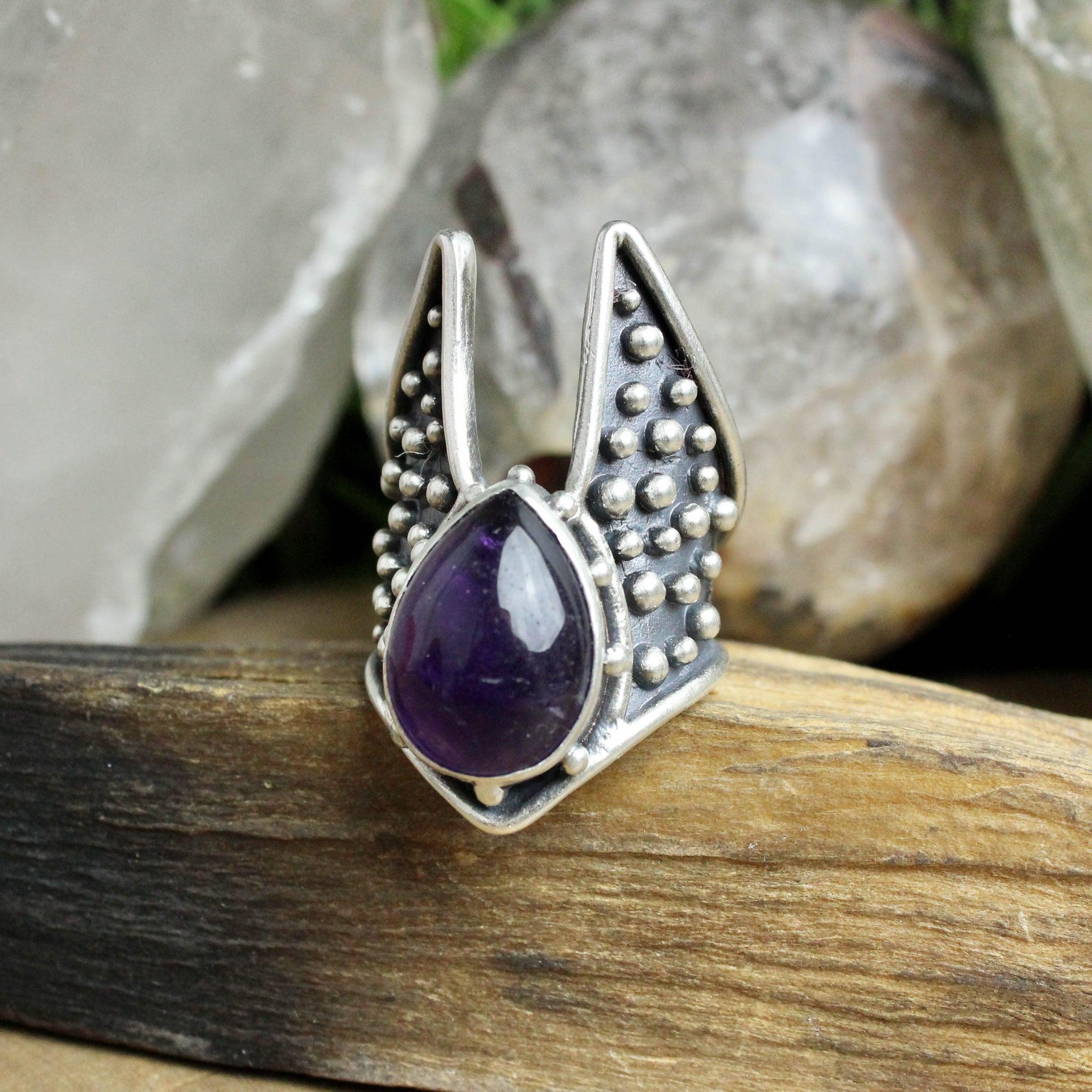 Cygnus Ring With Amethyst - Elegant Purple Gemstone Jewelry for Women | Perfect for Weddings, Anniversaries & Special Occasions