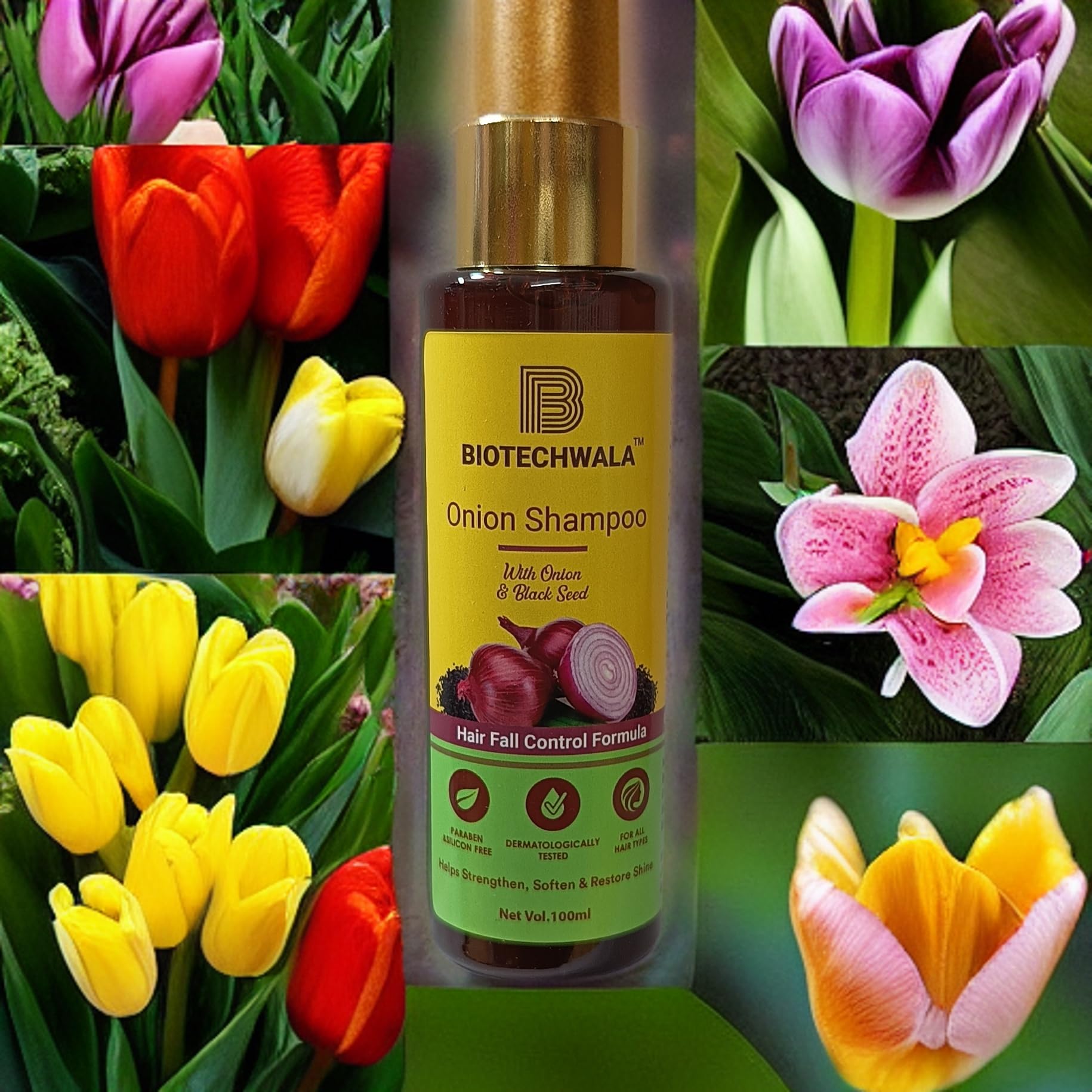 Biotechwala Onion Shampoo for Hair Growth & Thickness - Sulfate-Free Natural Hair Care with Onion Extract - Perfect for Dry, Damaged Hair & Scalp Health