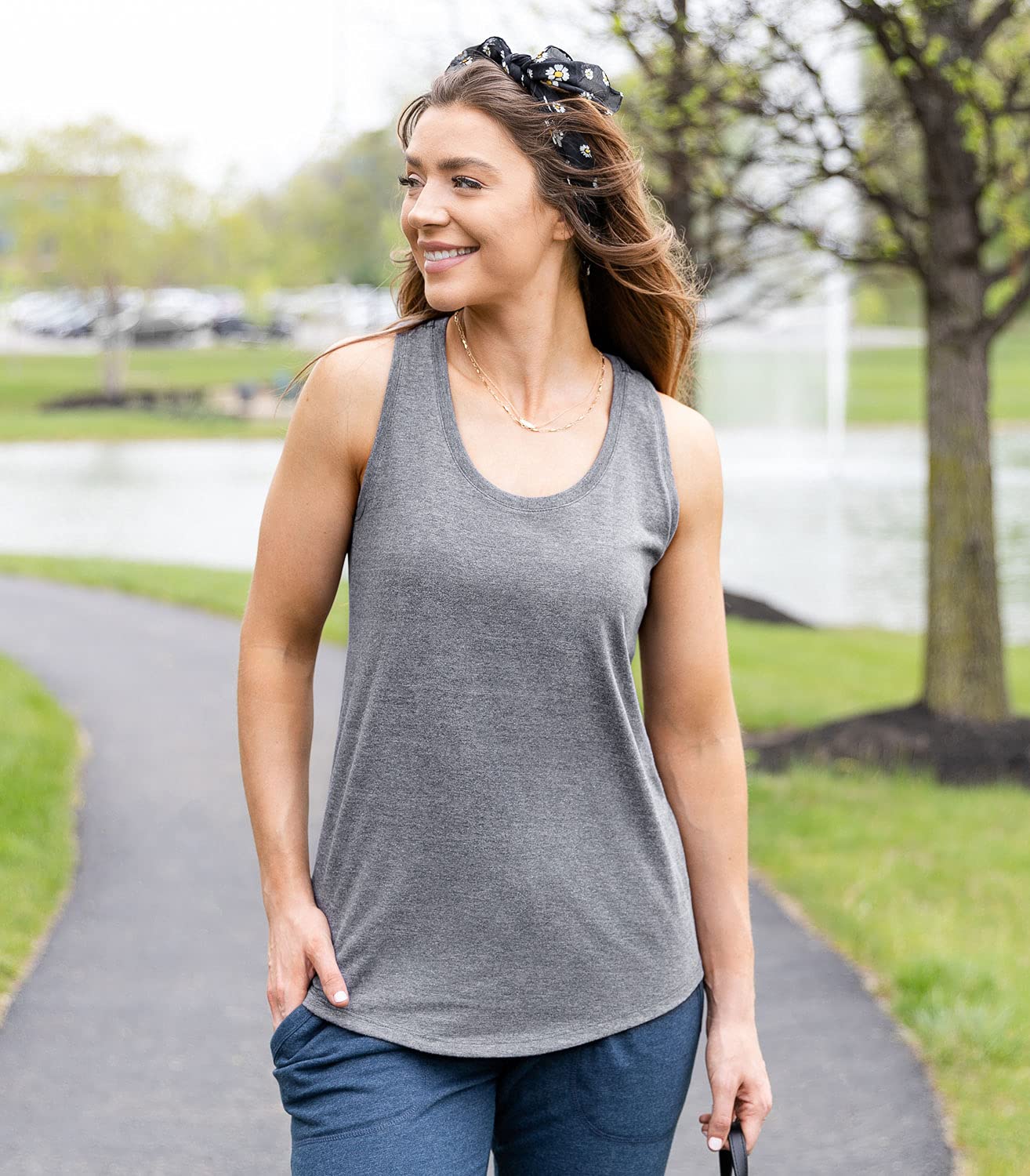 HYBRID APPAREL Spongebob Squarepants The Best Day to Namaste Women's Racerback Tank Top - Funny Yoga Graphic Tee for Women - Perfect for Yoga, Gym & Casual Wear