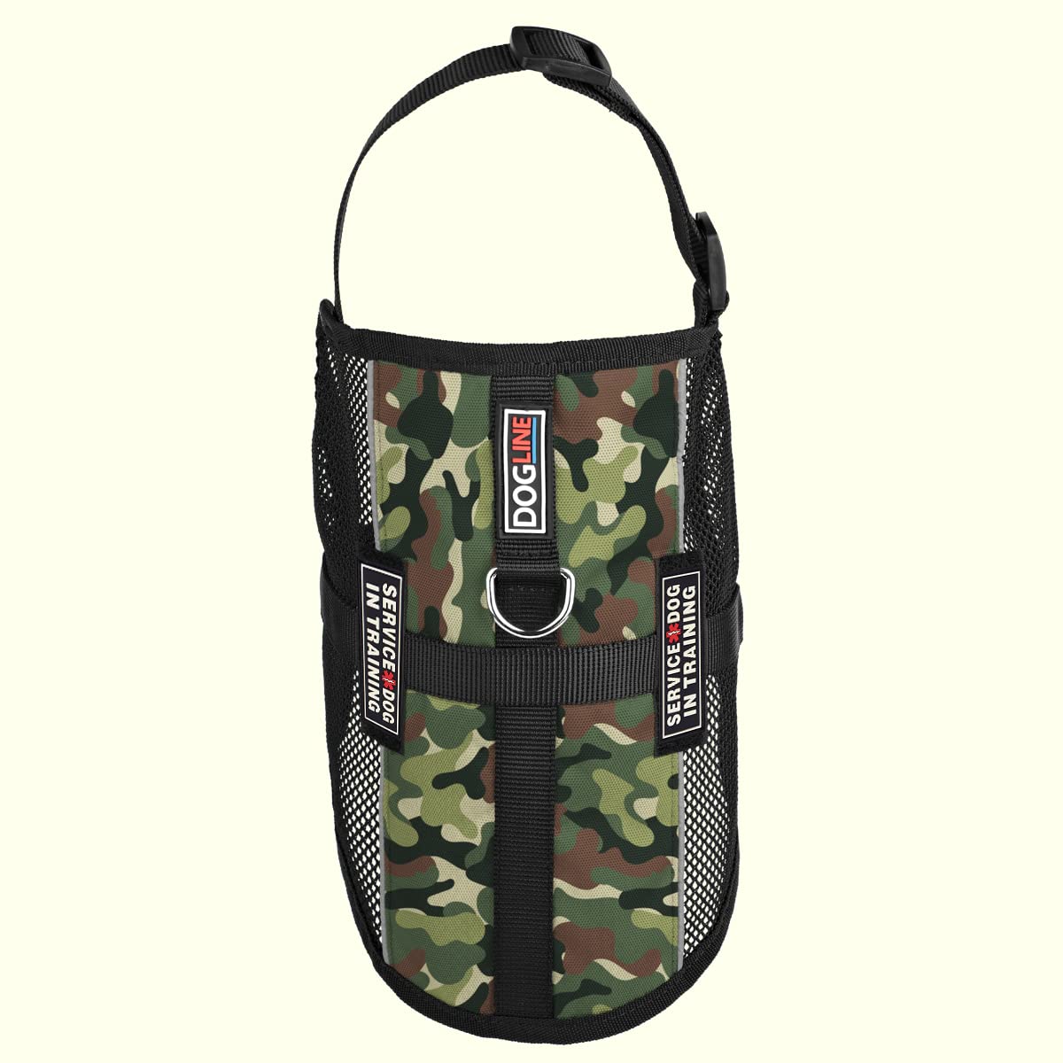 Dogline MaxAire Cooling Dog Vest with Removable 'Service Dog in Training' Patches - Adjustable Reflective Harness for Small, Medium & Large Dogs (30-38 Inch Girth) - Green Camo - Perfect for Hot Weather, Training Sessions & Outdoor Adventures