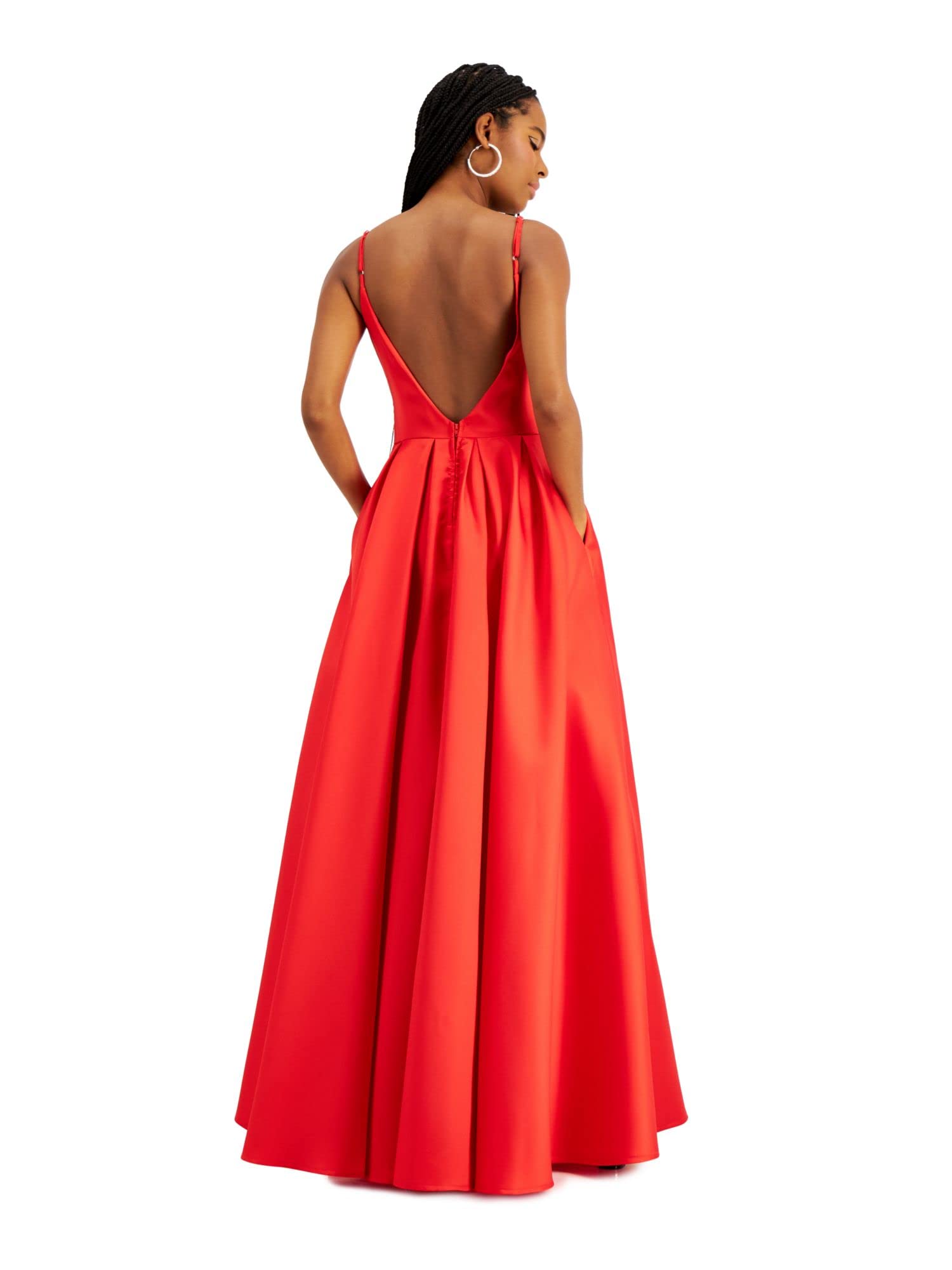 Elegant Women's Embellished Spaghetti Strap V-Neck Fit & Flare Prom Dress - Perfect for Formal Events, Evening Parties & Special Occasions