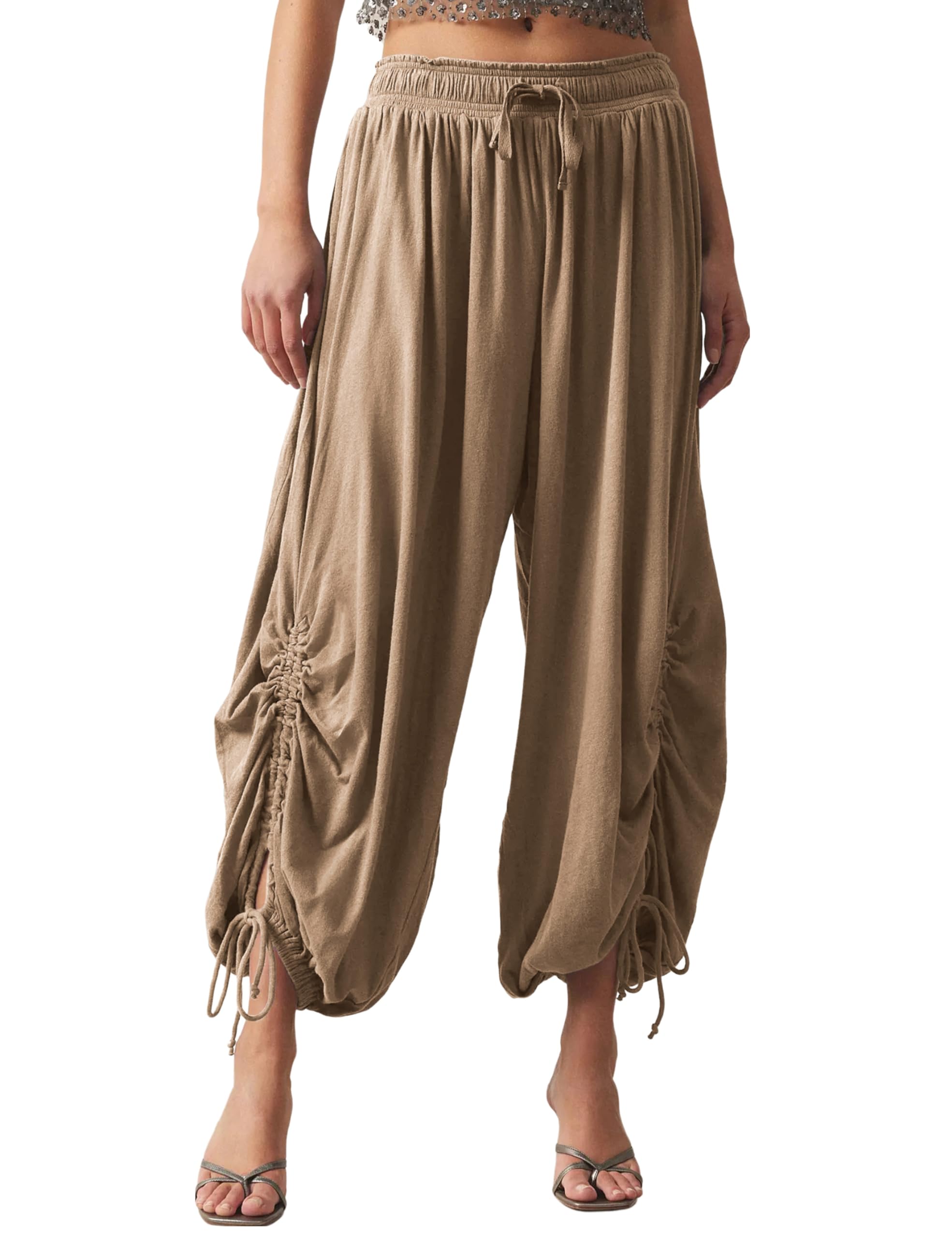 Women's High Waist Casual Sweatpants - Loose Fit Drawstring Wide Leg Jogger Pants for Yoga, Lounge & Running | Comfortable Palazzo Capri Pants for Women