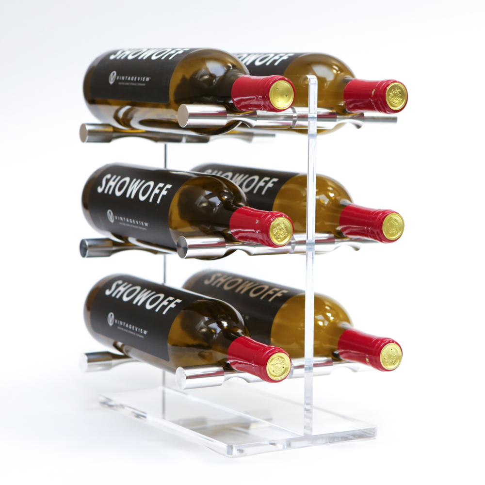 VintageView Vino Pin Mini Tabletop Acrylic Wine Bottle Holder - Perfect for Kitchen Counter, Bar Display, and Gift Giving