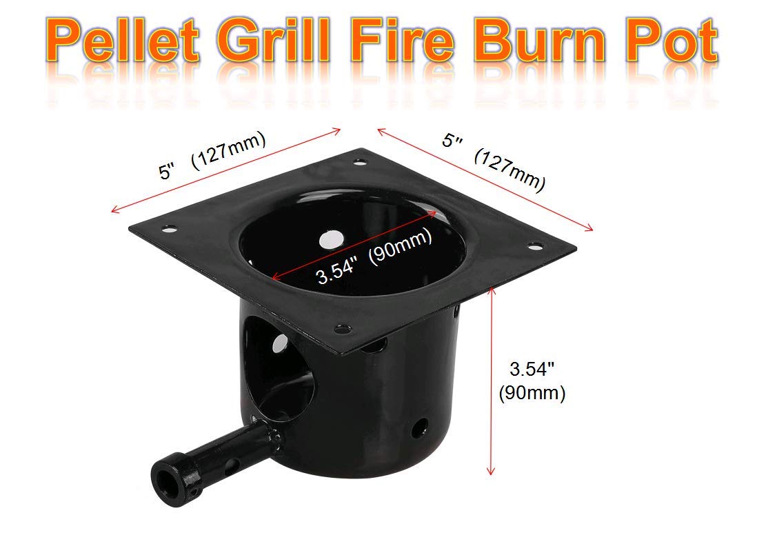 Heavy Duty Black Enamel Fire Pot & Hot Rod Ignitor Kit Replacement Parts for Traeger, Pit Boss & Camp Chef Pellet Grills | Durable BBQ Grill Accessories for Smoking, Grilling & Outdoor Cooking