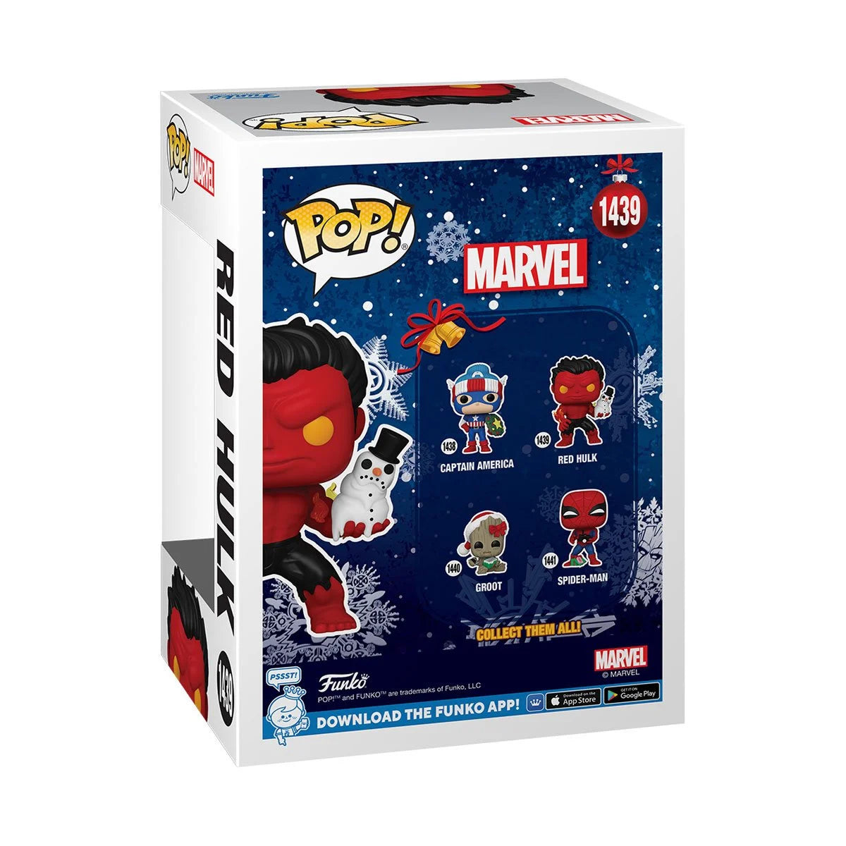 Marvel Holiday Red Hulk Action Figure with Snowman - Collectible Superhero Toy for Christmas Decorations & Gift Giving