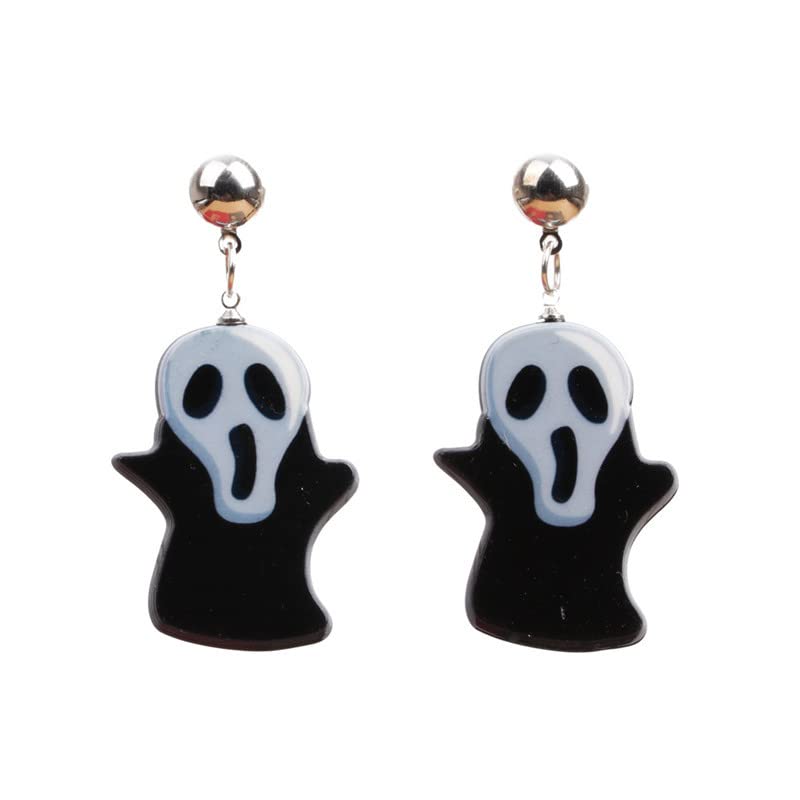 Halloween Dangle Stud Earrings for Women - Ghost, Zombie & Black Cat Acrylic Earrings | Perfect for Costume Parties & Spooky Outfits