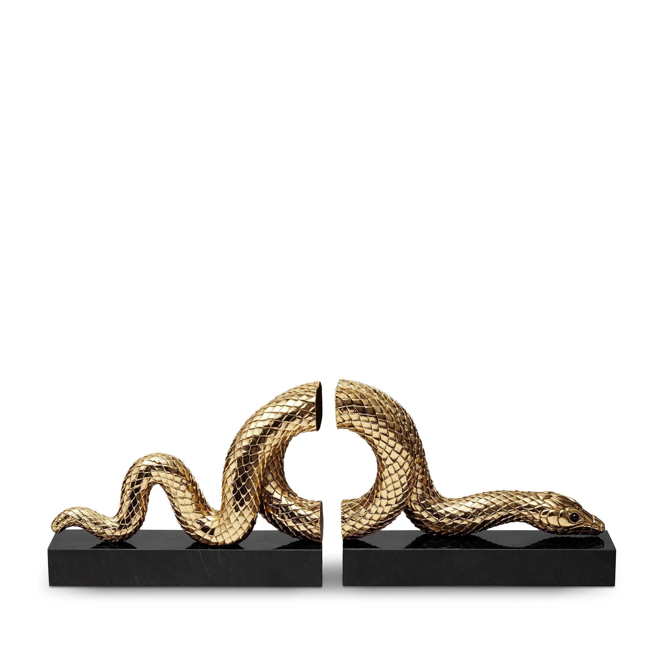 Snake Bookend Set - 2 Piece Decorative Book Holder for Shelves - Perfect for Home Office, Living Room, and Library Organization