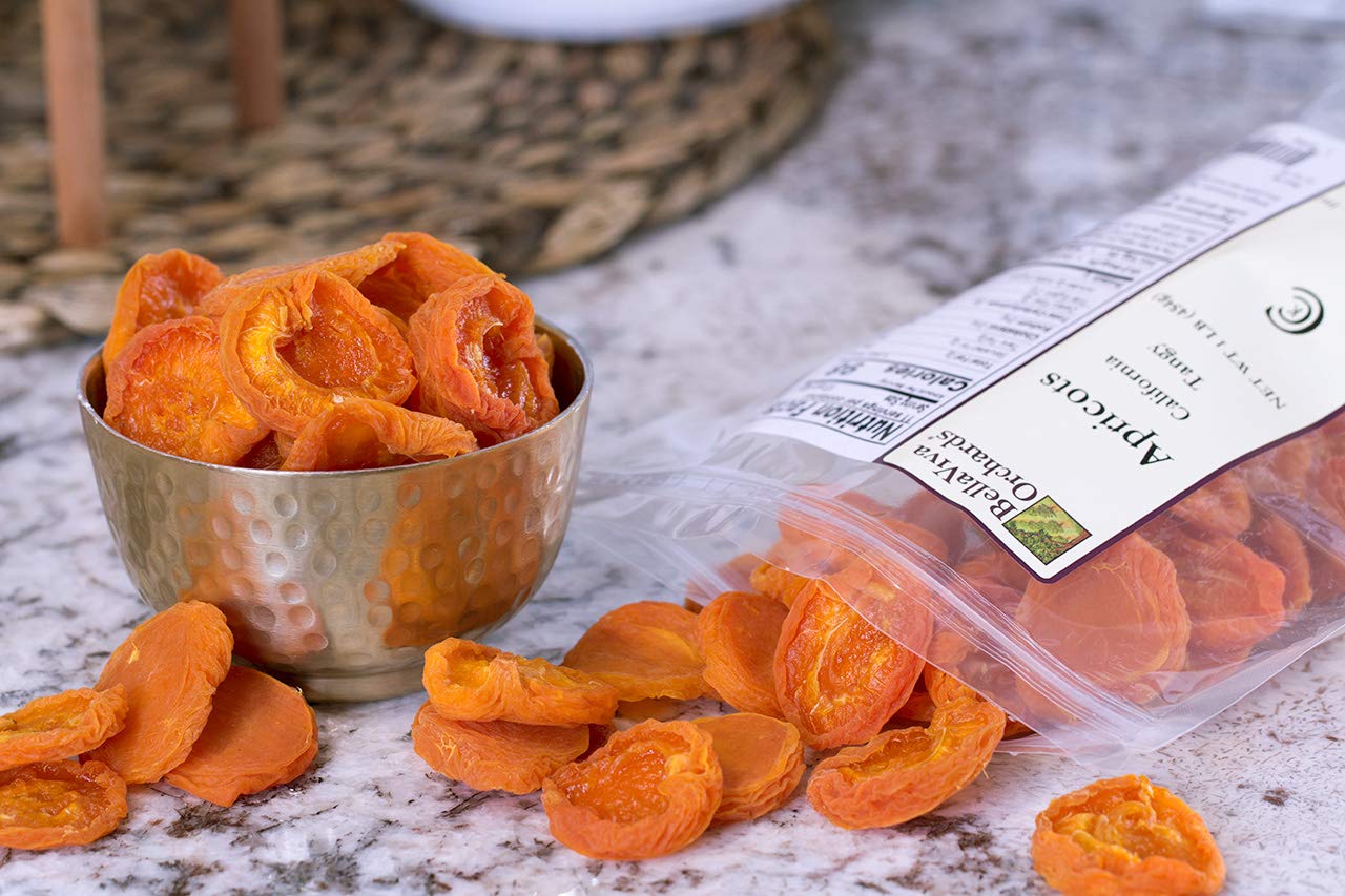 Bella Viva Orchards Dried California Tangy Apricots - 1 lb Bag of Natural Sweet Dried Fruit Snacks for Hiking, Baking & Healthy Snacking