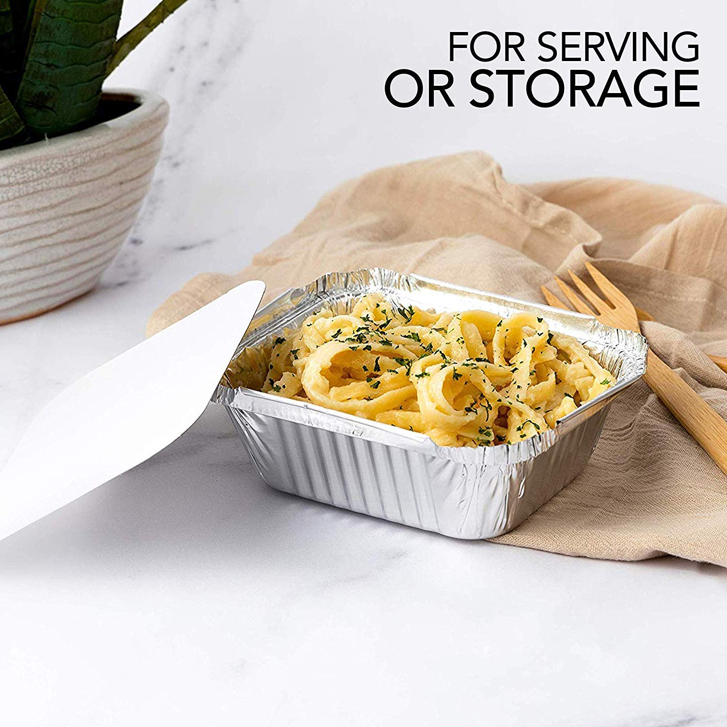 50-Pack Small Aluminum Takeout Containers with Cardboard Lids - 1 lb Disposable Oblong Foil Pans for Cooking, Baking, Meal Prep & Food Storage - Perfect for Parties, Picnics & Leftovers