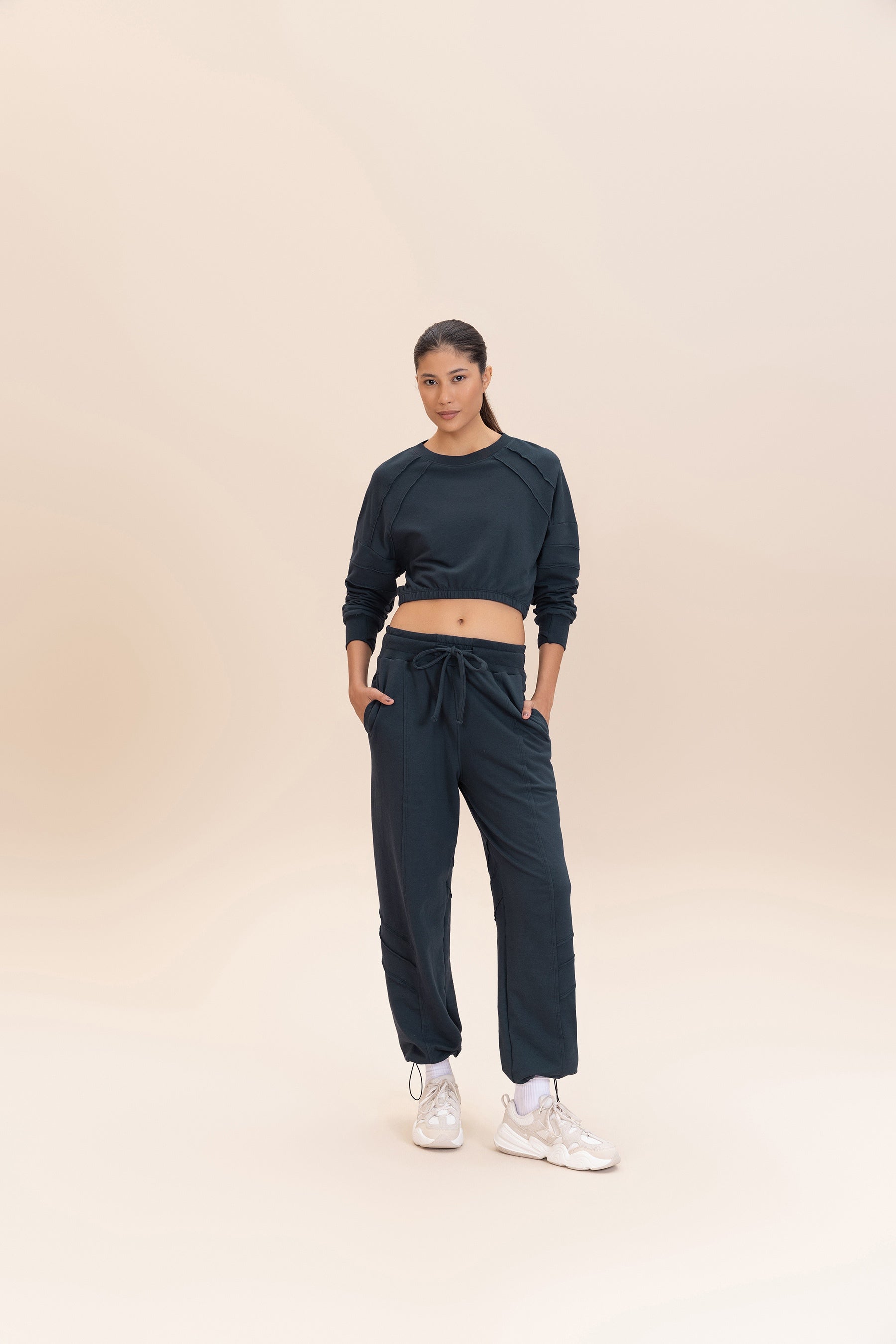 Cropped Cut Jog Sweatshirt for Women - Soft Comfortable Oversized Pullover Hoodie for Casual Wear, Gym, and Lounge