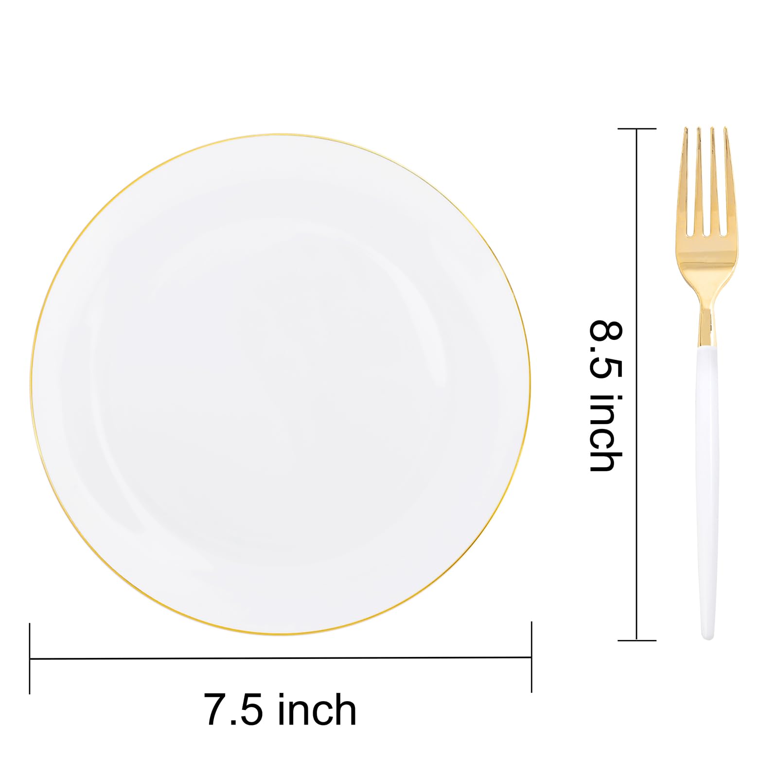 72-Piece Gold Plastic Plates Set - 7.5