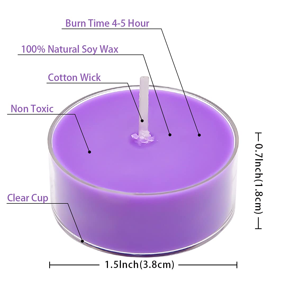 DEYBBY Natural Scented Soy Wax Tealight Candles - 36 Pack Lavender Aromatherapy Candles, 4-Hour Burn Time, Relaxing Home Fragrance for Spa, Yoga, Meditation & Romantic Dinners - Perfect Valentine's Day Gift