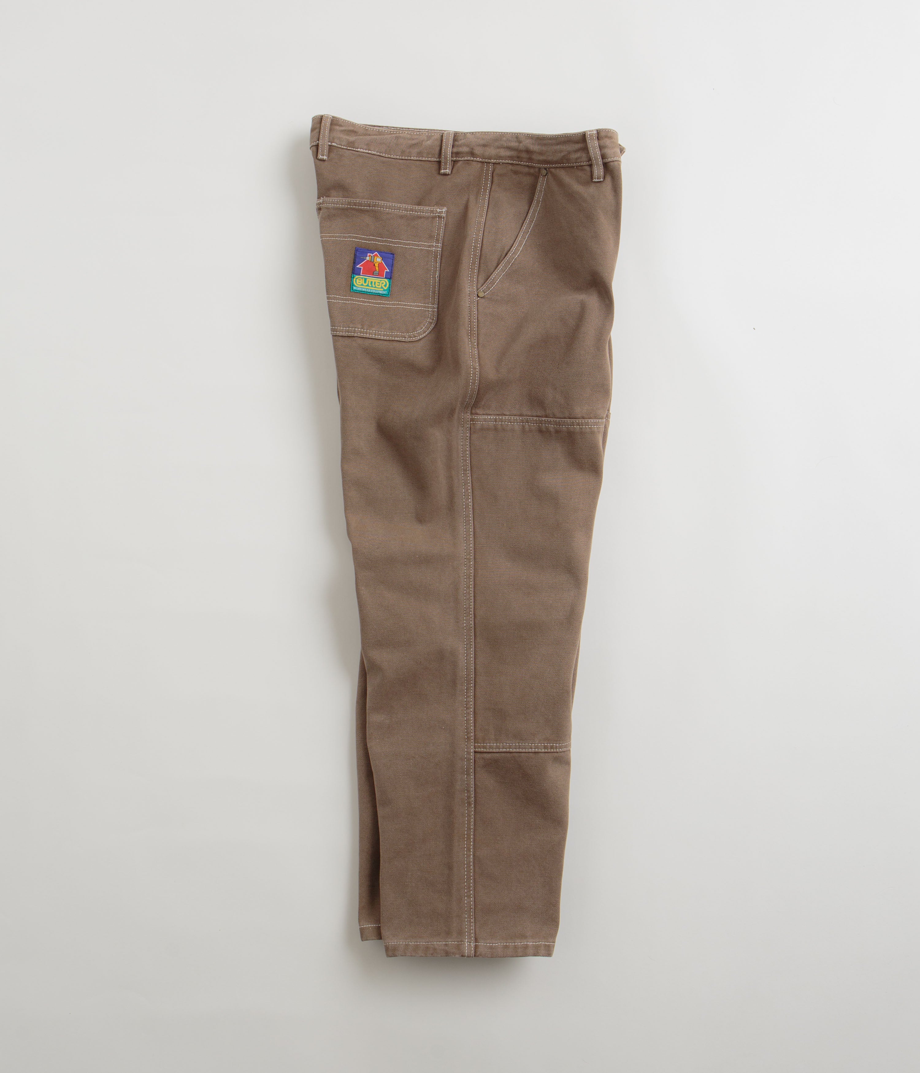 Butter Goods Work Double Knee Pants - Washed Brown Denim Workwear for Men | Durable & Stylish for Construction, Carpentry & Outdoor Work