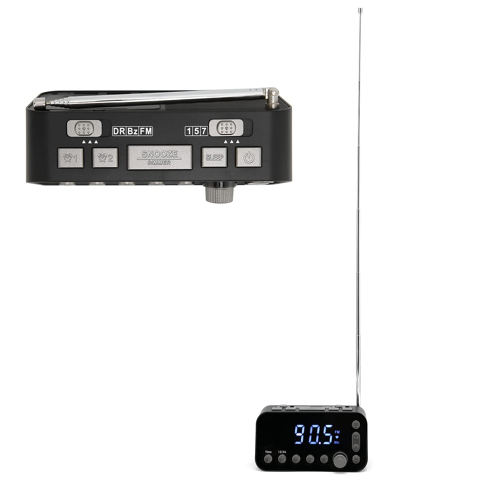 PUSOKEI Digital Alarm Clock Radio with FM/DAB, Dual USB Charging Ports, Sleep Timer, Dual Alarms - Perfect for Bedroom, Office, and Travel Use