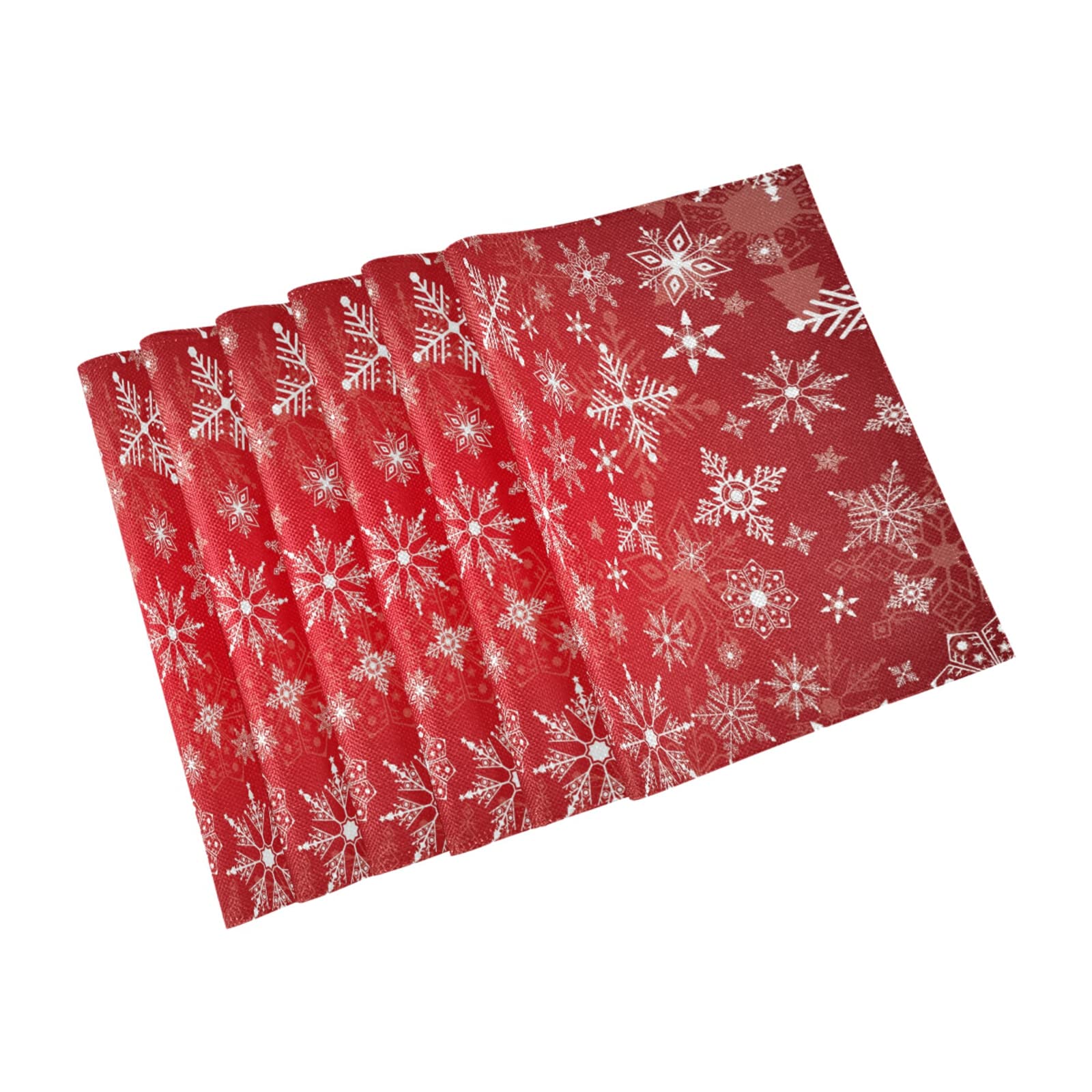 WIHVE Christmas Snowflake Placemats Set of 6 - White Polyester Table Mats for Holiday Dining Decor | Perfect for Christmas Dinner, Winter Parties & Festive Home Decor
