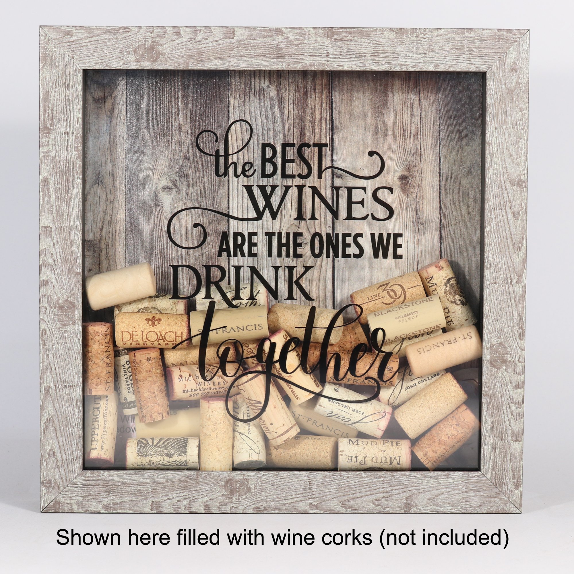 Lawrence Frames 10x10 Weathered Birch Shadow Box - Wine Cork Display Holder for Home Bar Decor & DIY Craft Projects - Perfect for Wall Mounting in Kitchen, Dining Room or Wine Cellar
