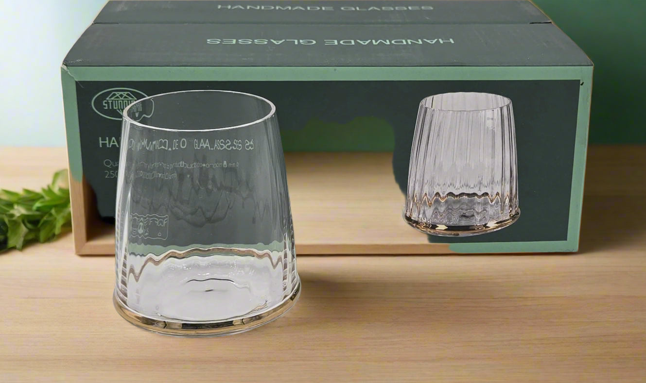 6-Piece Gold Rim Drinking Glasses Set - Elegant Barware for Cocktails, Wine & Home Entertaining - Perfect for Parties, Weddings & Gifts
