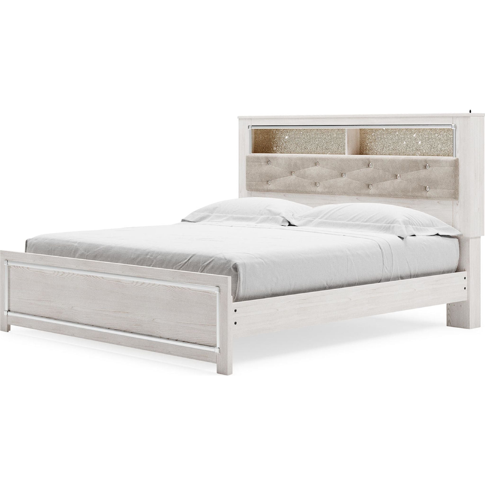 Altyra Modern Bookcase Platform Bed with Storage - Wooden Bookshelf Headboard & Underbed Storage - Perfect for Small Bedrooms, Studio Apartments & Dorm Rooms