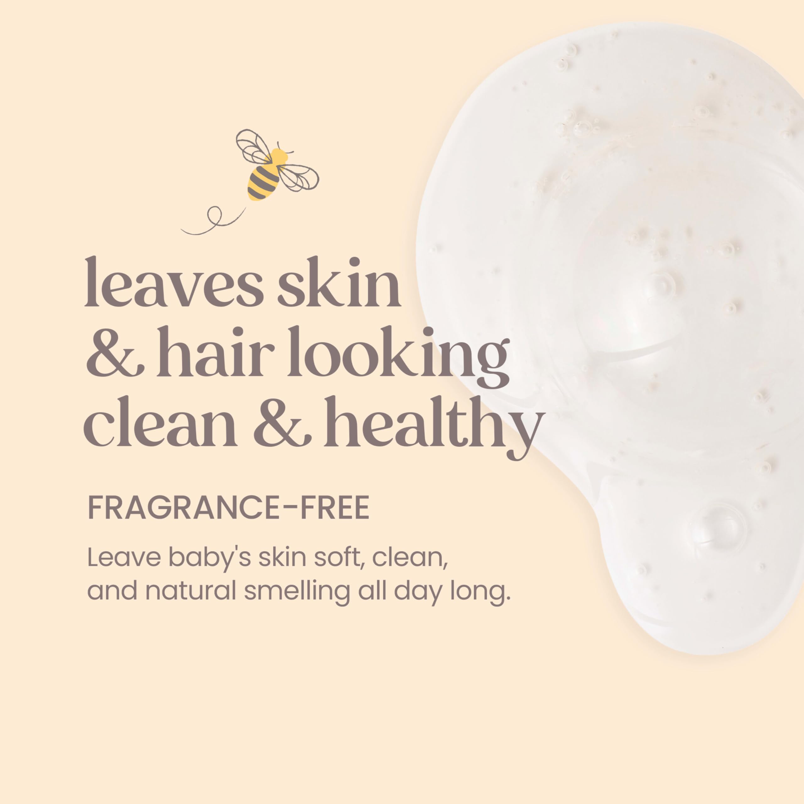 Burt's Bees Baby Shampoo & Body Wash for Sensitive Skin - Fragrance Free, Tear Free, Pediatrician Tested, 98.9% Natural Origin, 21 Fl Oz - Gentle Cleansing for Newborns & Toddlers During Bath Time