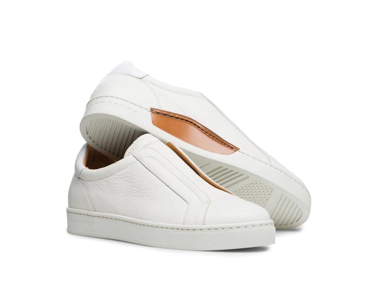 MAGNANNI GASOL White Leather Sneakers for Men - Premium Comfort Casual Shoes for Walking, Travel & Everyday Wear