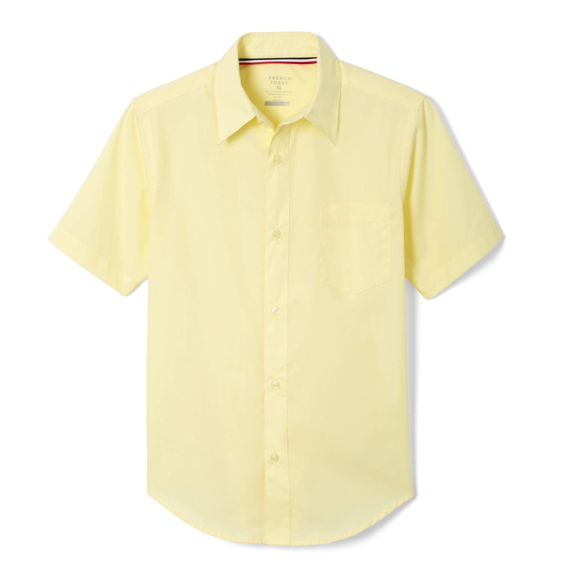 French Toast Unisex Husky Short Sleeve Button Down Shirt - Casual Yellow Plaid Shirt for Boys & Girls (Husky Sizes) - Perfect for School, Playdates & Family Outings