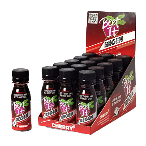 Beet It Regen Cherry+ Shot - Natural Recovery Drink for Athletes & Fitness (Pack of 15) - Post-Workout, Marathon & Intense Training Hydration