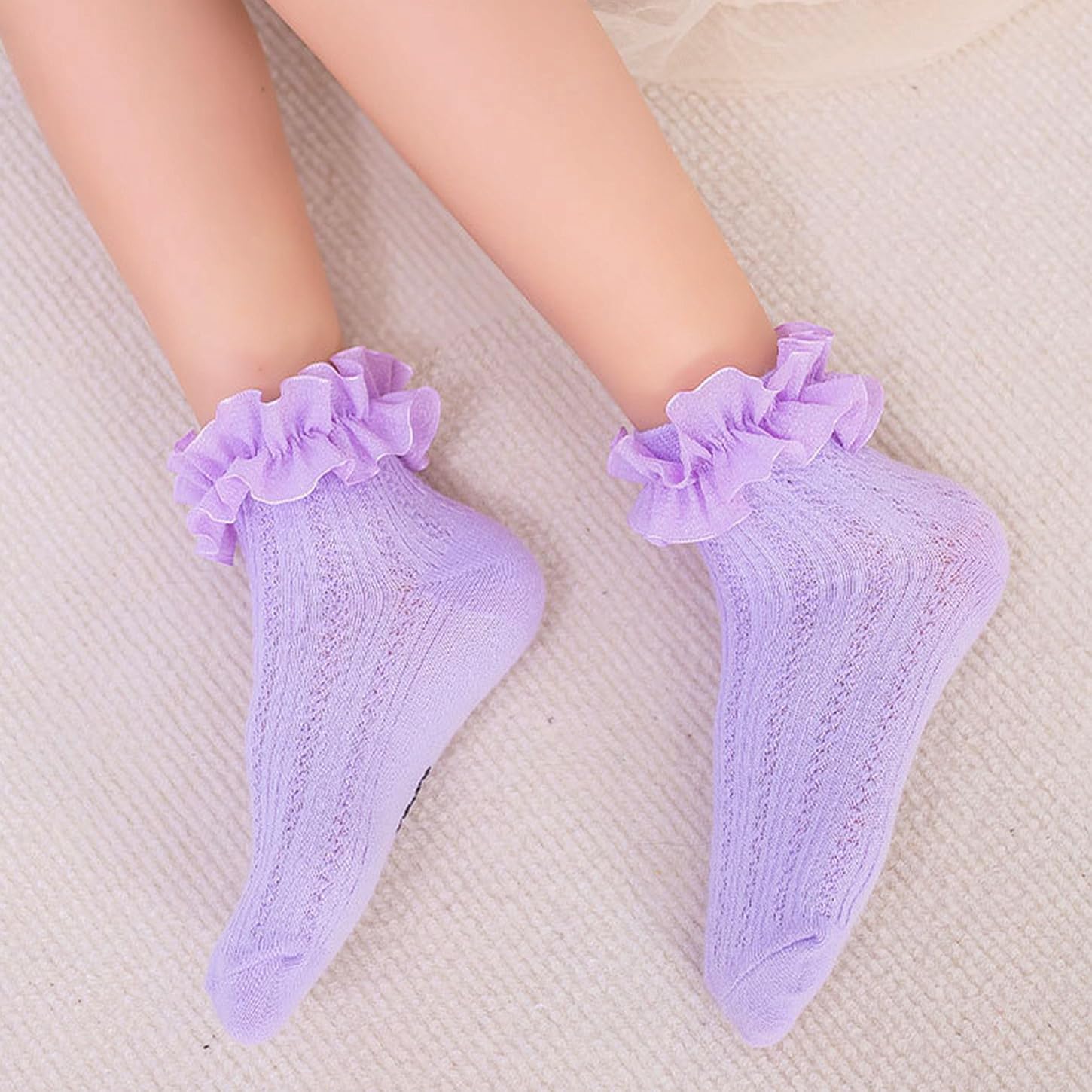 Toddler Girls Ruffle Socks - Newborn Baby Cotton Lace Frilly Ankle Socks | Cute Princess Style Dress Socks (1 Pack) | Perfect for Parties, Photoshoots & Special Occasions