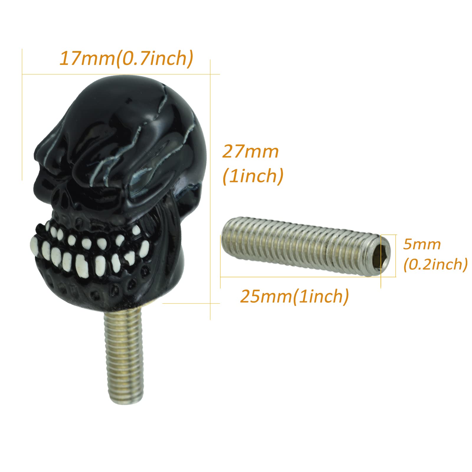 Arenbel 6Pcs Black Motorcycle Windshield Screws Kit - Skull Design Hardware Mounting Fasteners for Motorbike Fairing Bolts & Nuts | Perfect for Harley, Honda, Yamaha & Cruiser Bike Windshield Installation