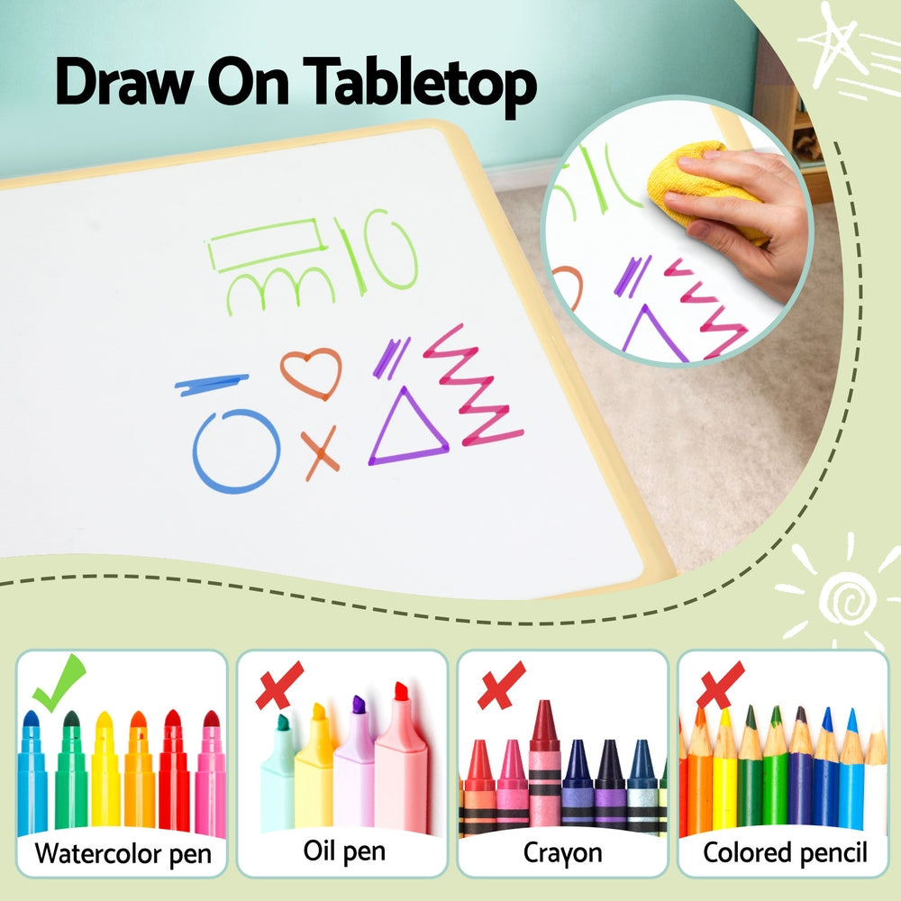 Keezi Kids Table and 4 Chairs Set - Graffiti Design Children's Furniture for Playroom, Classroom & Home - Durable & Safe Toddler Activity Table with Chairs for Arts, Crafts & Learning