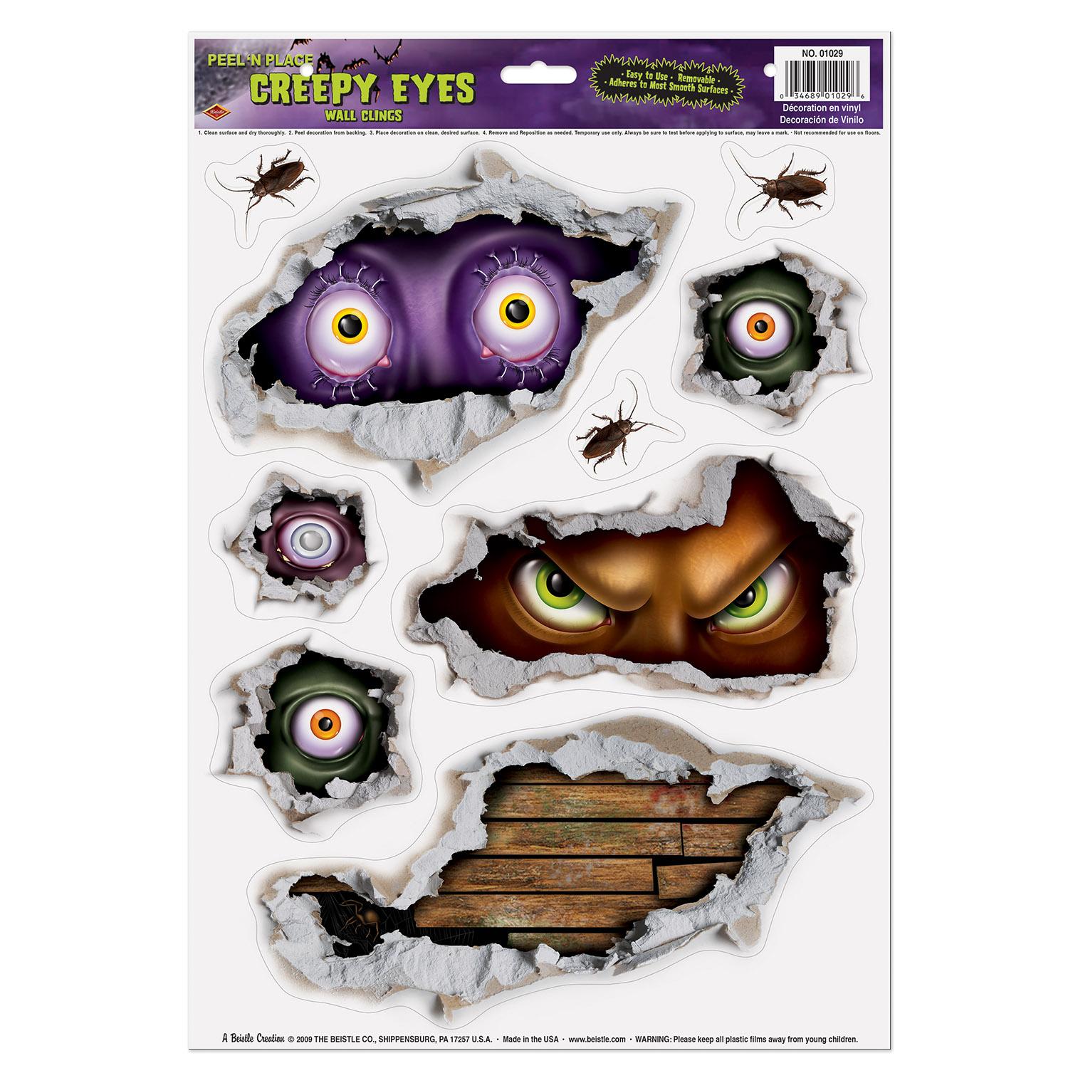 108 Pack Beistle Halloween Creepy Eyes Peel 'N Place Clings - Spooky Window & Wall Decor for Halloween Party, Haunted House, and Trick-or-Treating