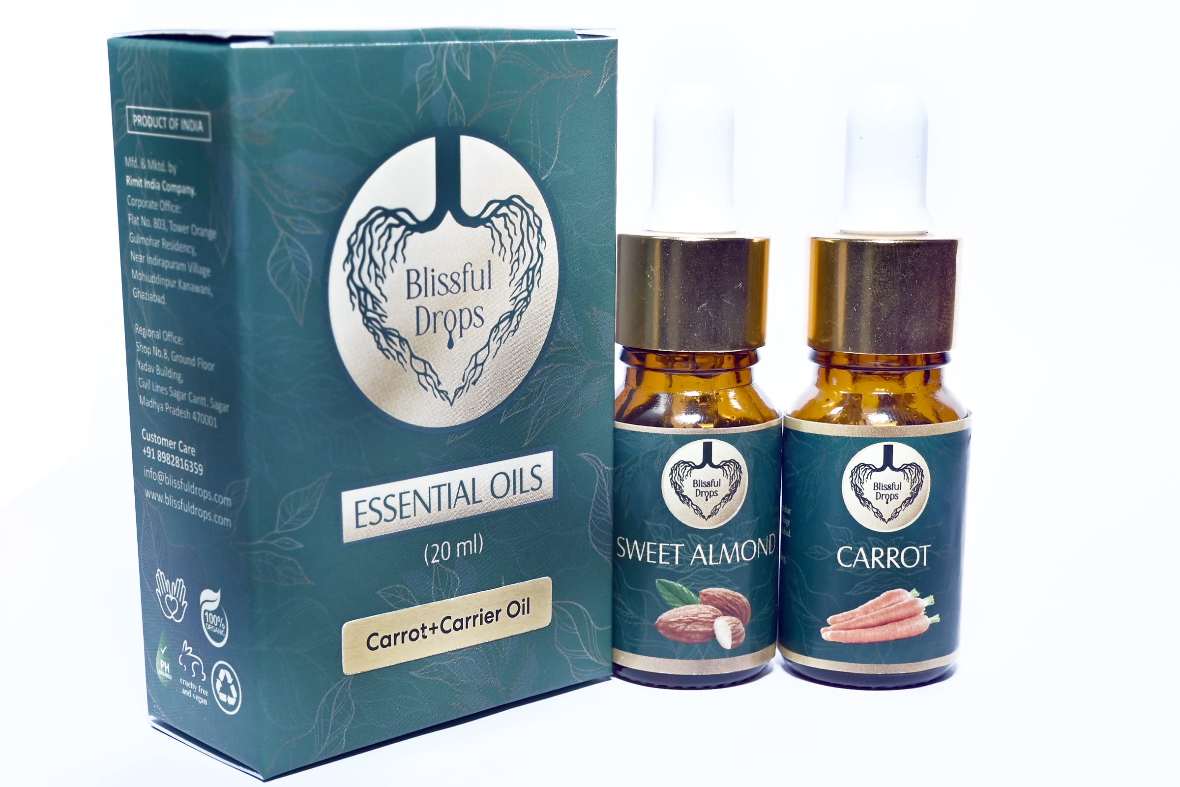 Organic Carrot Oil & Sweet Almond Oil for Hair & Skin Care - Natural Moisturizer, Anti-Aging & Hair Growth Treatment - Perfect for DIY Beauty Recipes, Massage & Aromatherapy