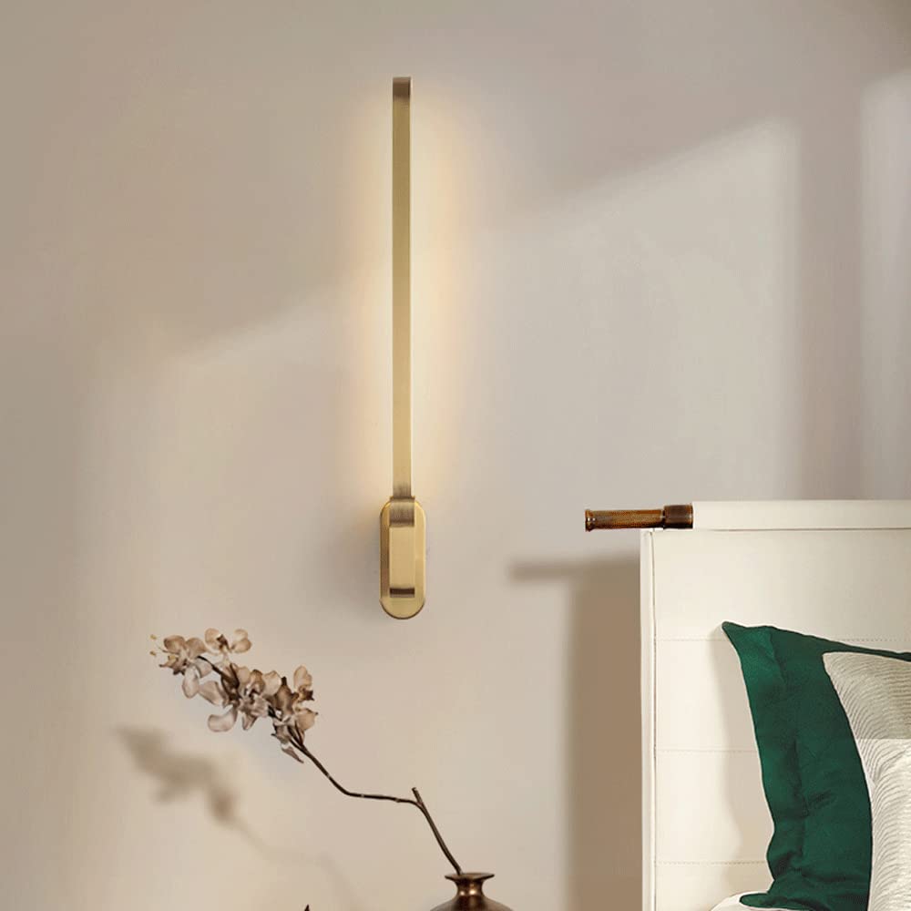 Minimalist LED Vanity Wall Light Fixture - Modern Bedside Wall Lamp with All Copper Body, 5W Wall-Mounted Sconce for Living Room, Hallway & Bedroom - Perfect for Ambient Lighting and Home Decor