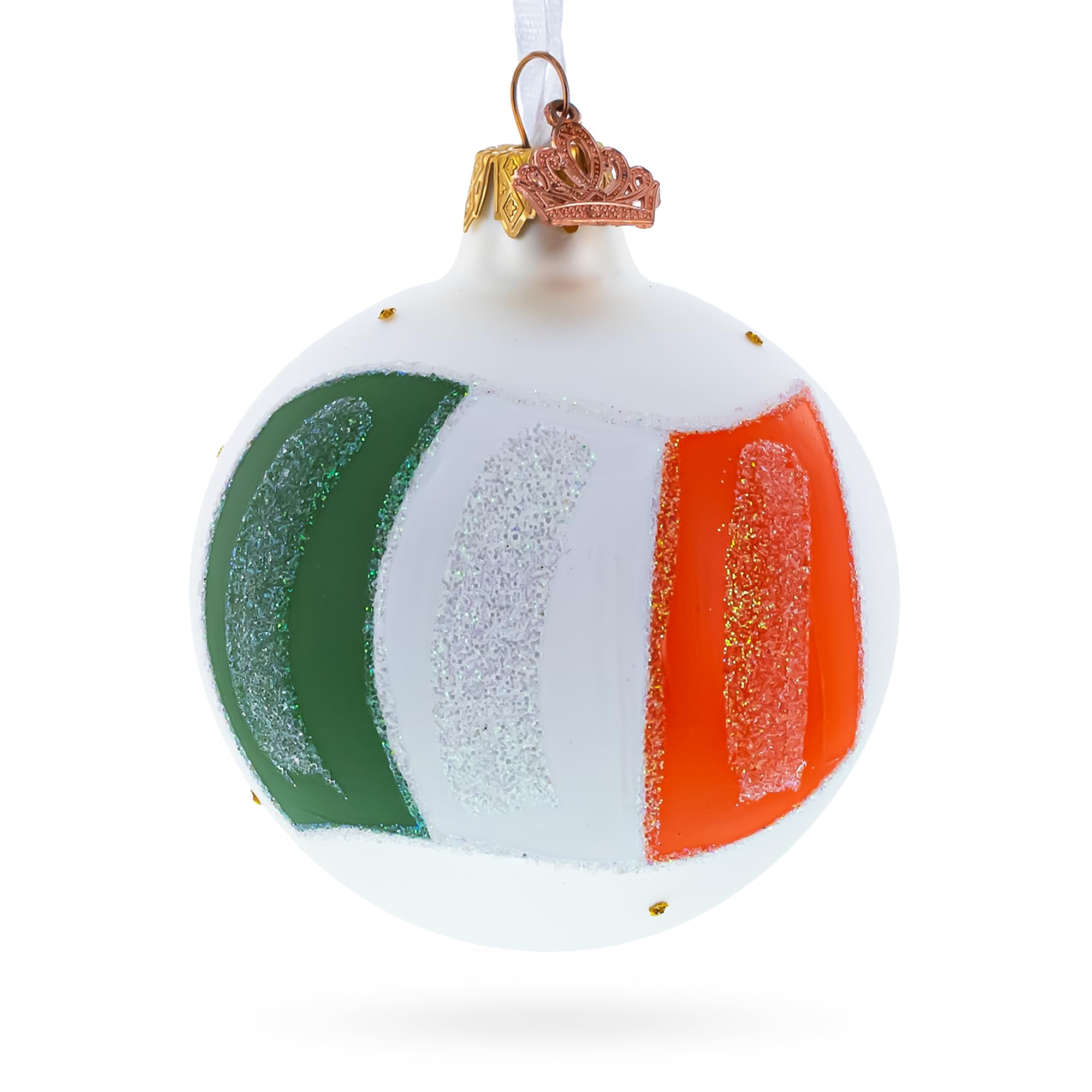 Irish Flag Glass Ball Christmas Ornament - 3.25 Inch Handmade Holiday Decoration for Tree, Gift, and Home Decor
