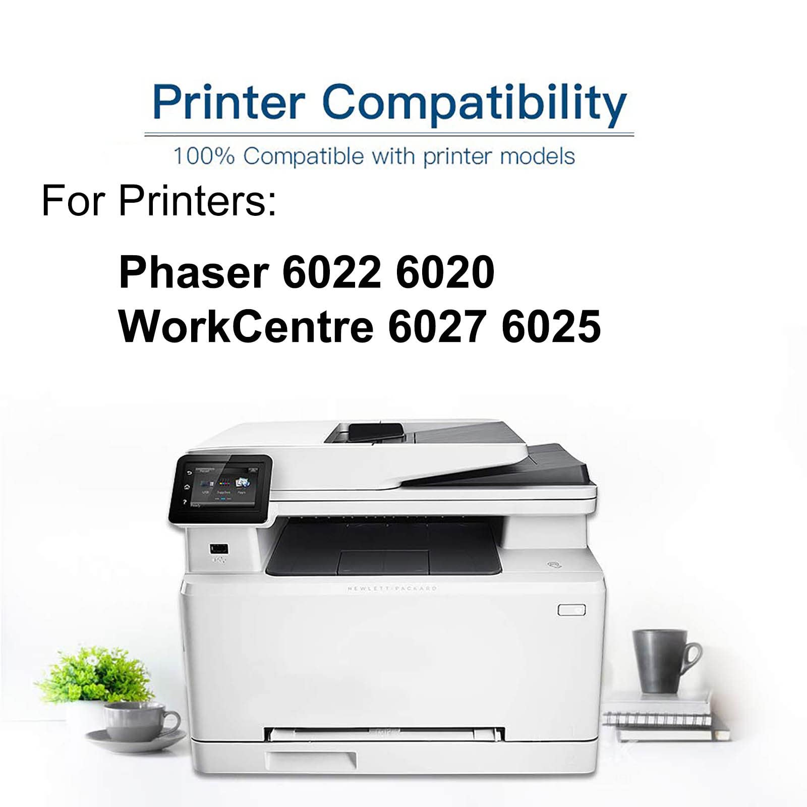 2-Pack Cyan Compatible 106R02756 High Yield Toner Cartridge for Xerox Phaser 6022/6020 & WorkCentre 6027/6025 Printers - Office & Home Printing Solutions