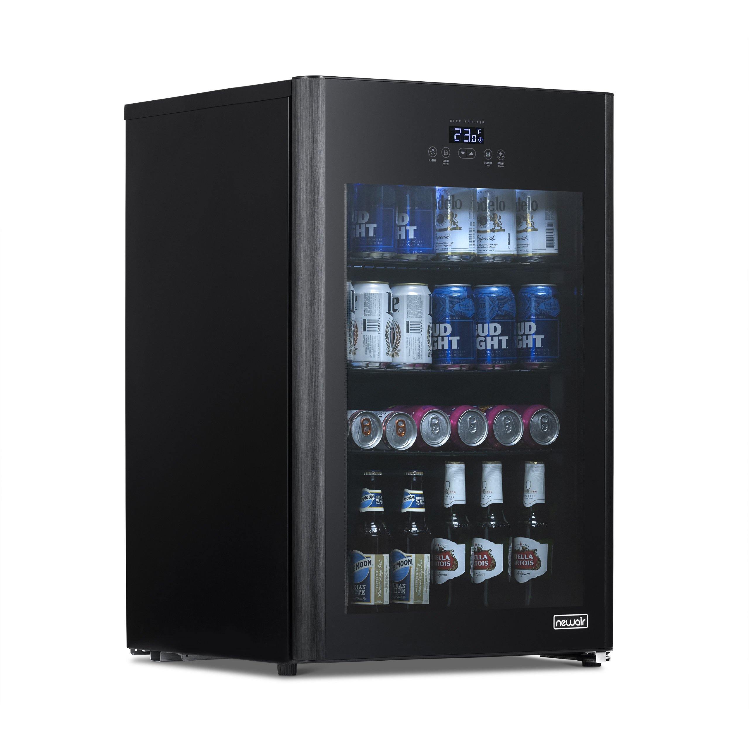 Newair® 125 Can Freestanding Black Beverage Cooler - Energy Efficient Beer Fridge & Wine Chiller for Home, Office, or Man Cave - Perfect for Parties, Game Nights & Entertaining Guests