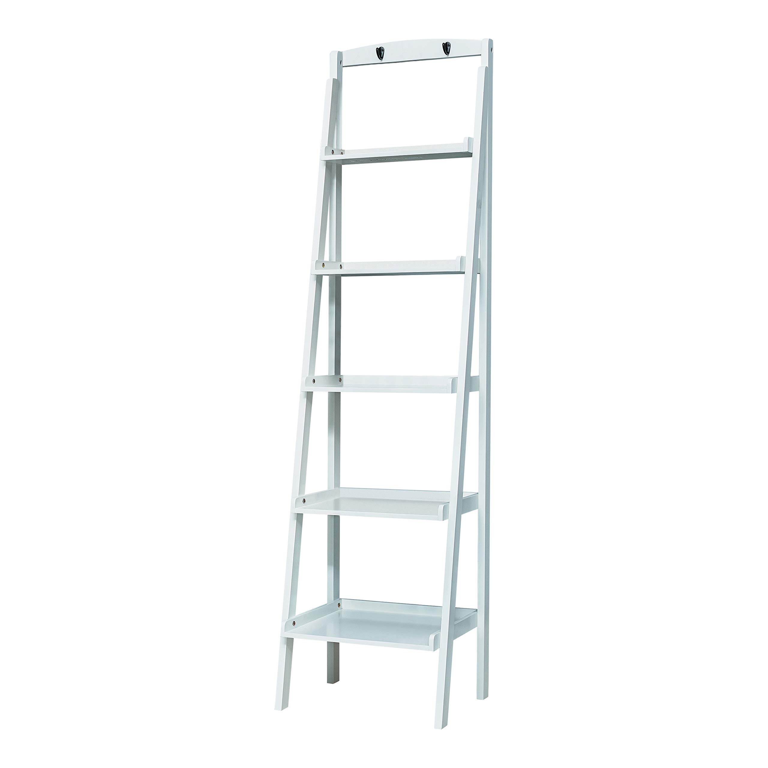 Coaster Furniture 5-Tier Ladder Bookcase in White - Stylish Storage for Books, Decor & Small Items | Perfect for Living Room, Bedroom or Home Office