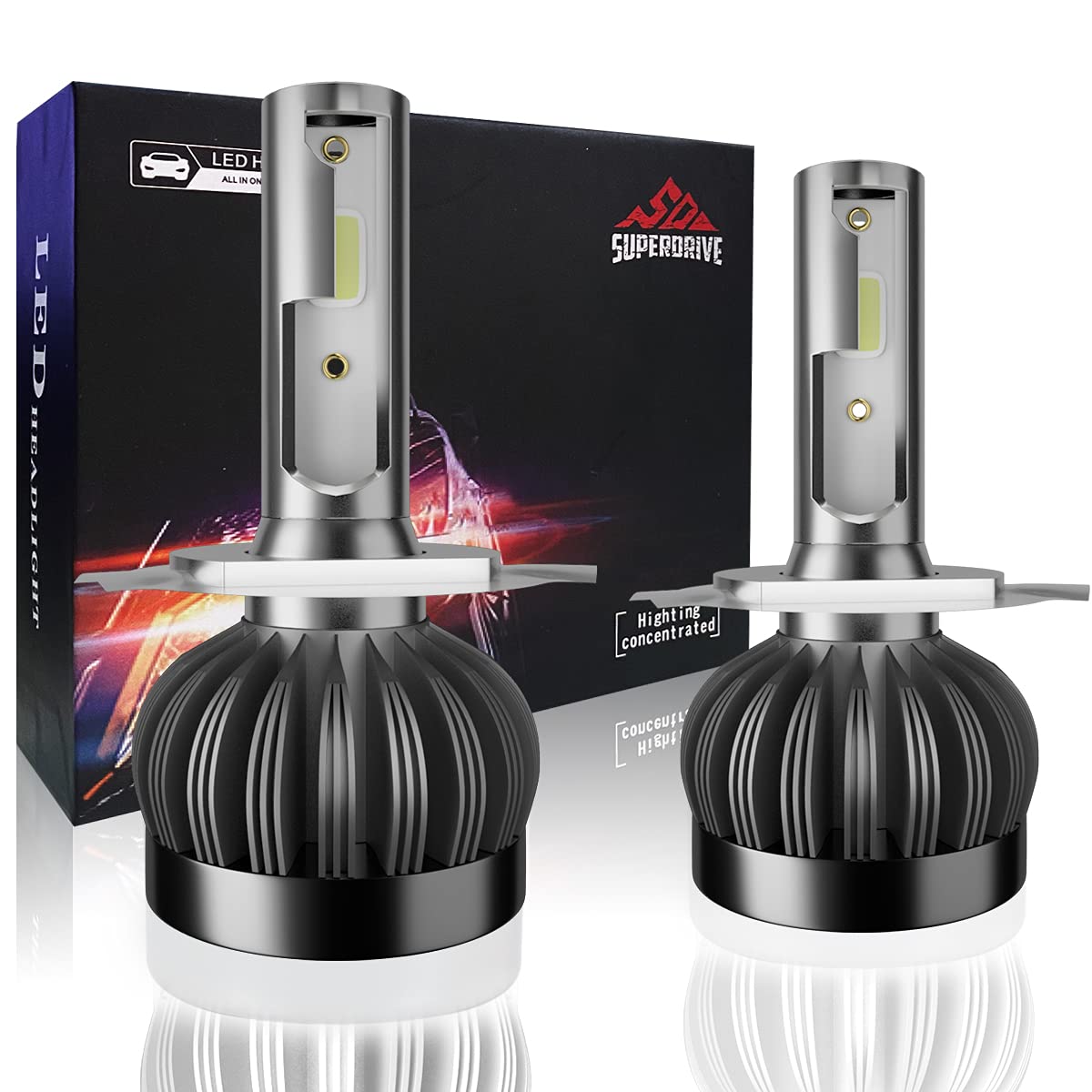 Ultra Bright H4 LED Headlight Bulbs 6000K Diamond White - High/Low Beam Conversion Kit 12000LM 12V 60W - 400% Brighter Than Halogen - Plug & Play H14 Replacement Bulbs (2-Pack) - Perfect for Night Driving, Off-Roading & Enhanced Visibility