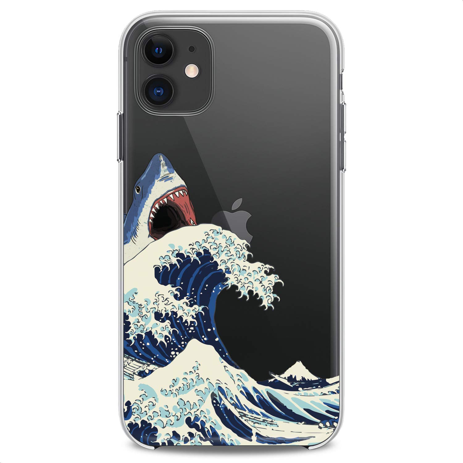 Premium TPU Phone Case for iPhone 16/15/14/13/12/11 Pro Max/Plus/Mini/Xs/Xr/X/8/7/6/5/SE - Japanese Great Wave Art Design, Flexible Slim Clear Silicone Cover with Cute Nature Watercolor Print - Perfect for Daily Use, Travel & Outdoor Activities