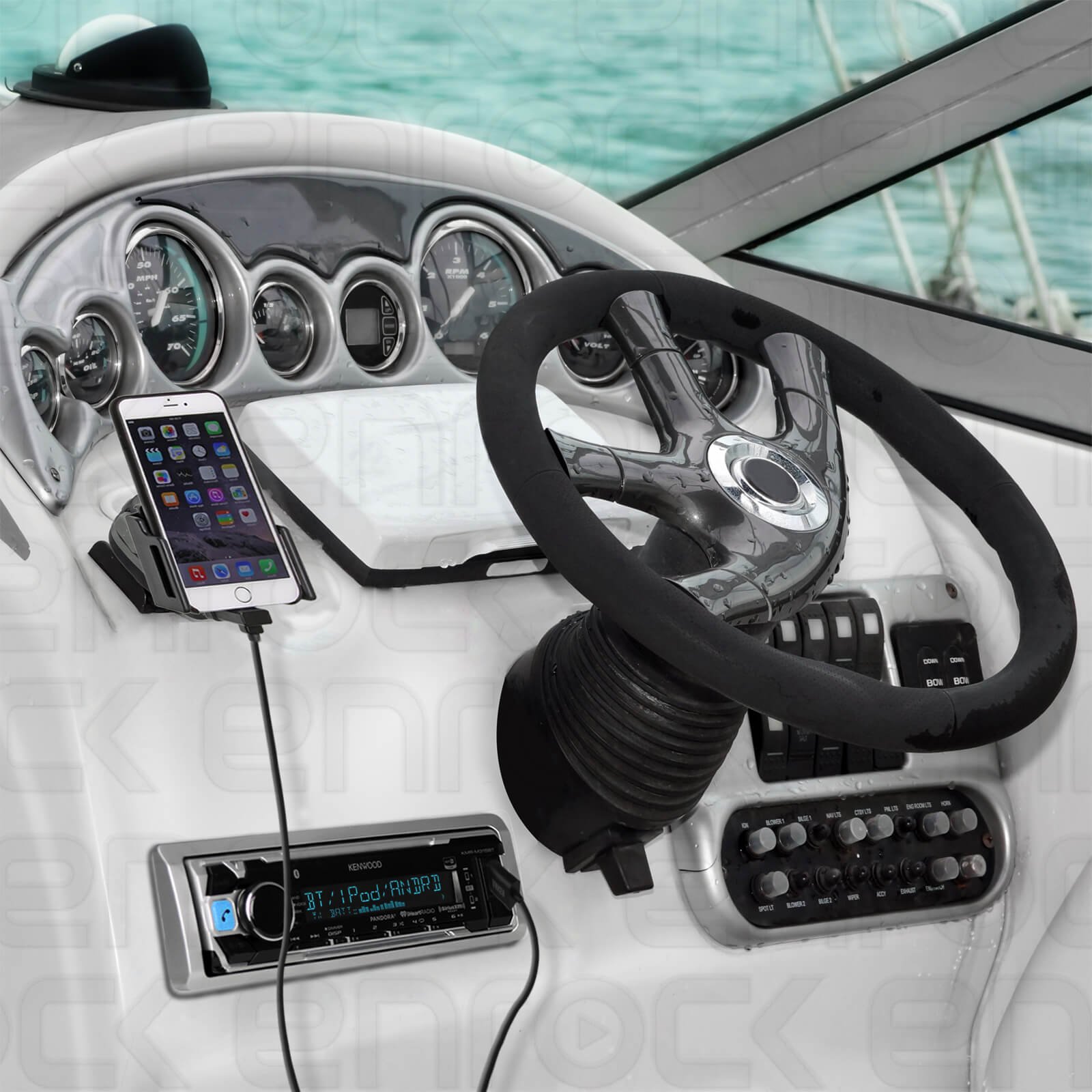 Kenwood 400W Marine Audio System - Waterproof ATV, Bike, Yacht Bluetooth Stereo with USB/AUX, 6x6.5