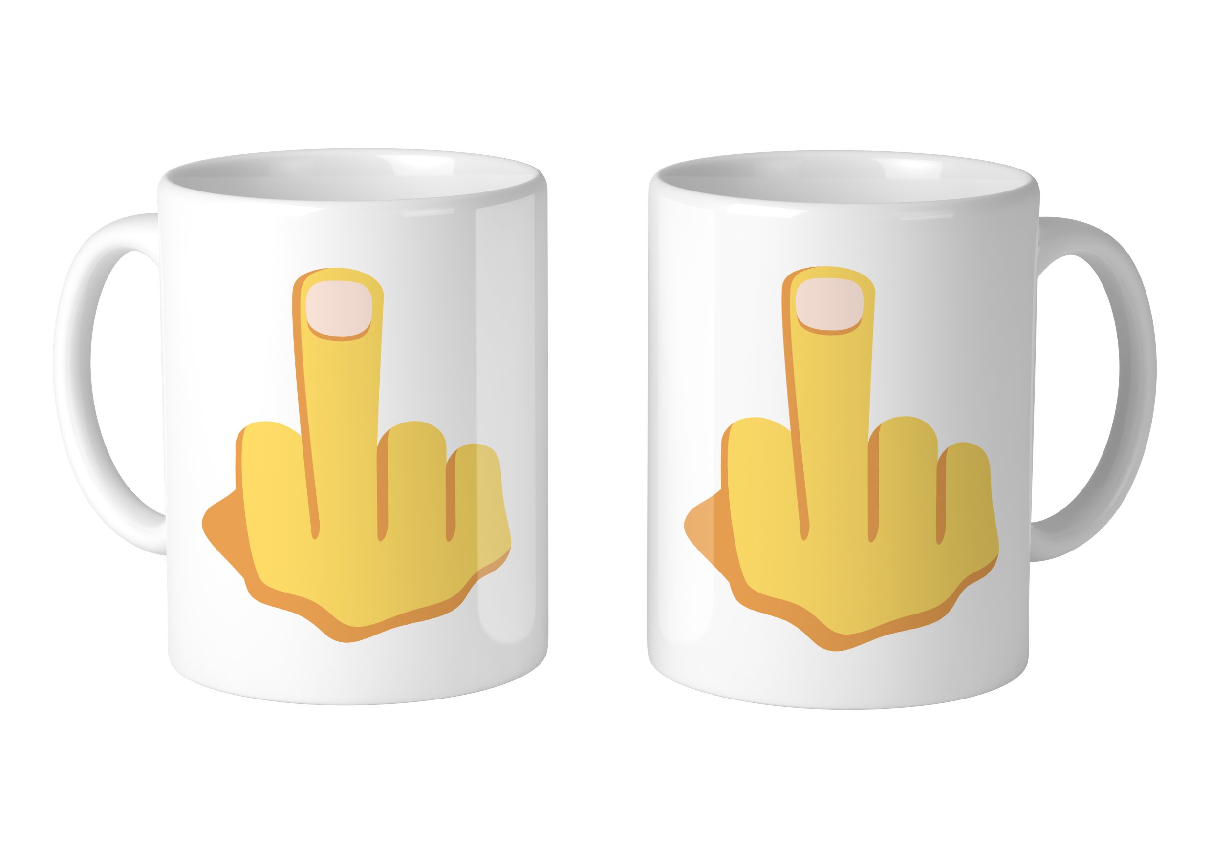 11 oz. Middle Finger Emoji Ceramic Coffee Mug (Set of 2) - Funny Sarcastic Gift for Office, Home, or Gag Gifts