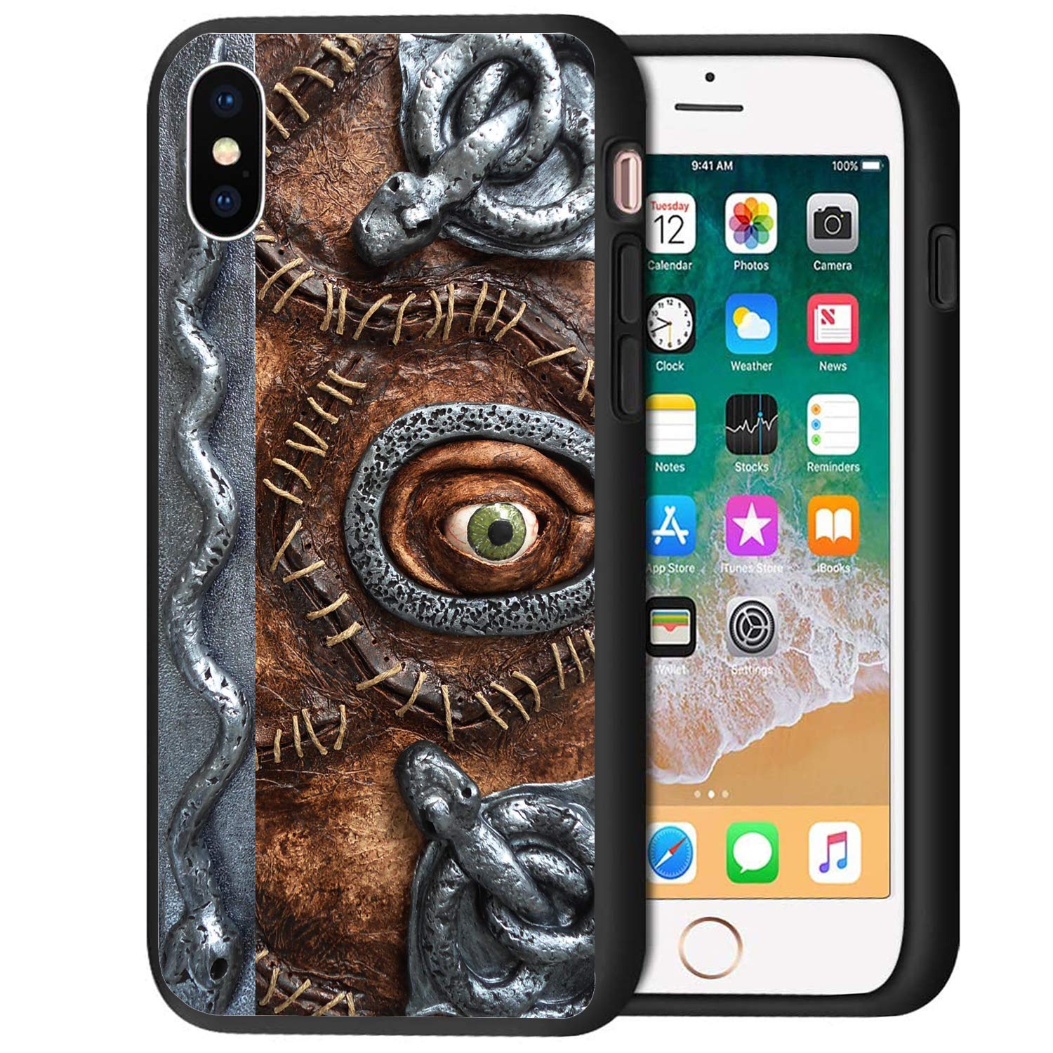 Premium Silicone Phone Case for iPhone X/XS - Soft, Non-Slip, Anti-Scratch Protective Cover with Motion Bumper - Spell Book Design - Perfect for Daily Use, Work & Outdoor Activities