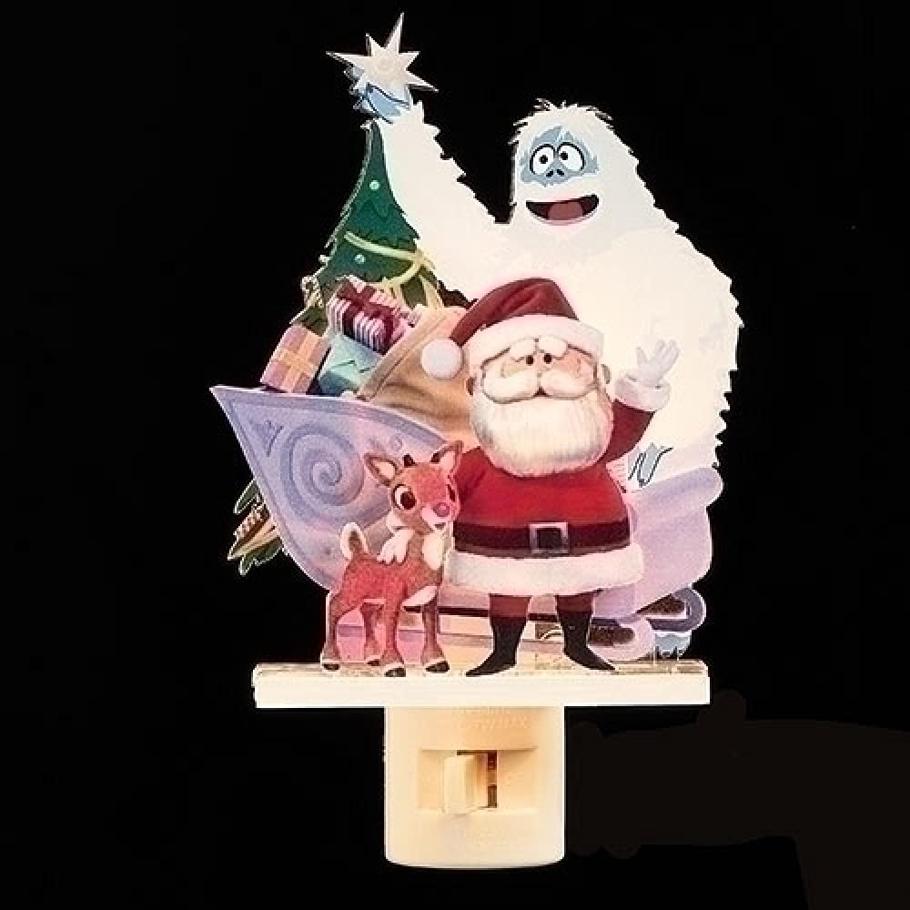 Rudolph and Friends Swivel Plug Laser Print Night Light - Perfect for Kids' Bedrooms, Nurseries, and Holiday Decor